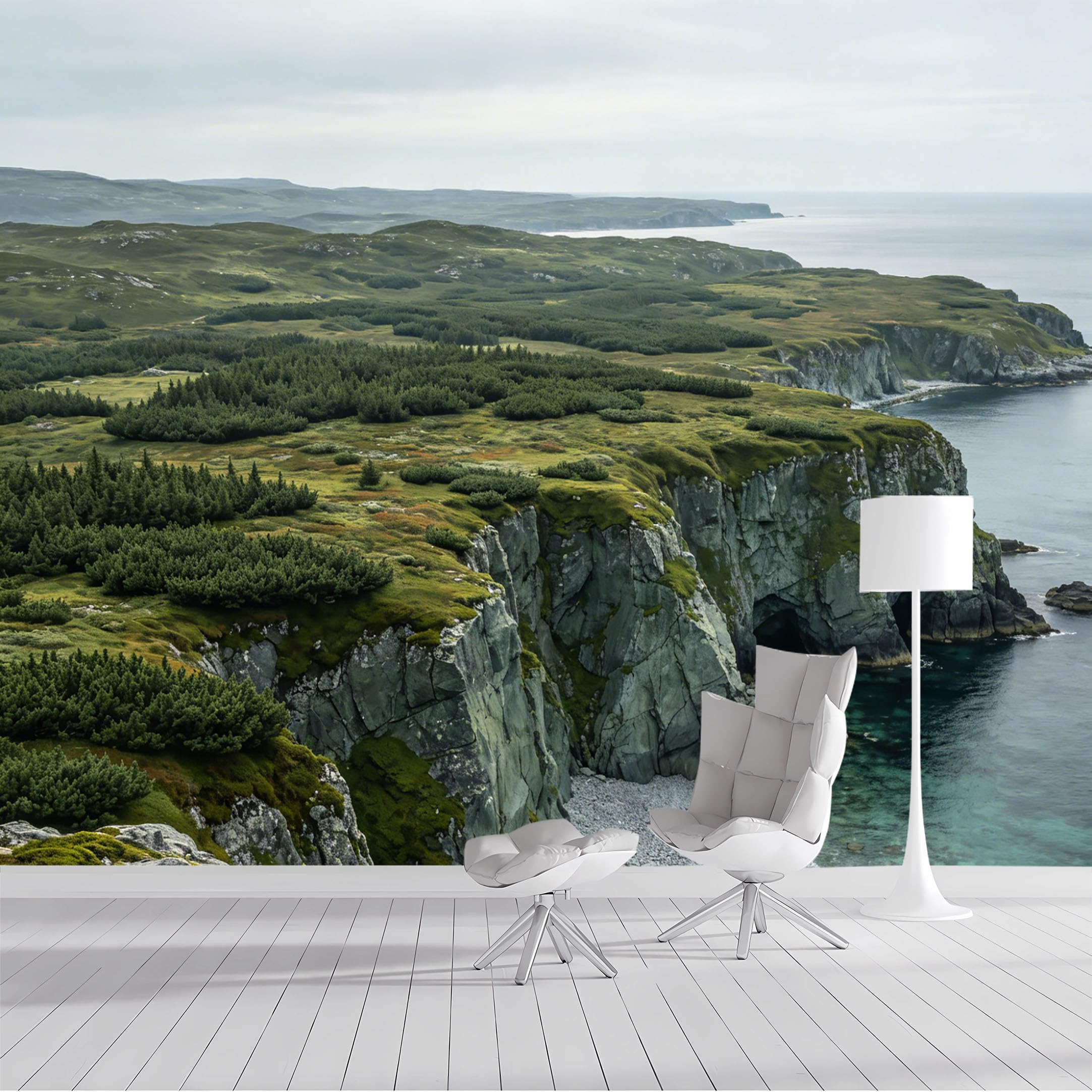 Custom Size Wall Mural Coastal Cliff Ocean Seascape Landscape SelfAdhesive Wall Fabric Removable Peel and Stick Wallpaper Wall Decor for Living Room Bedroom Bathroom