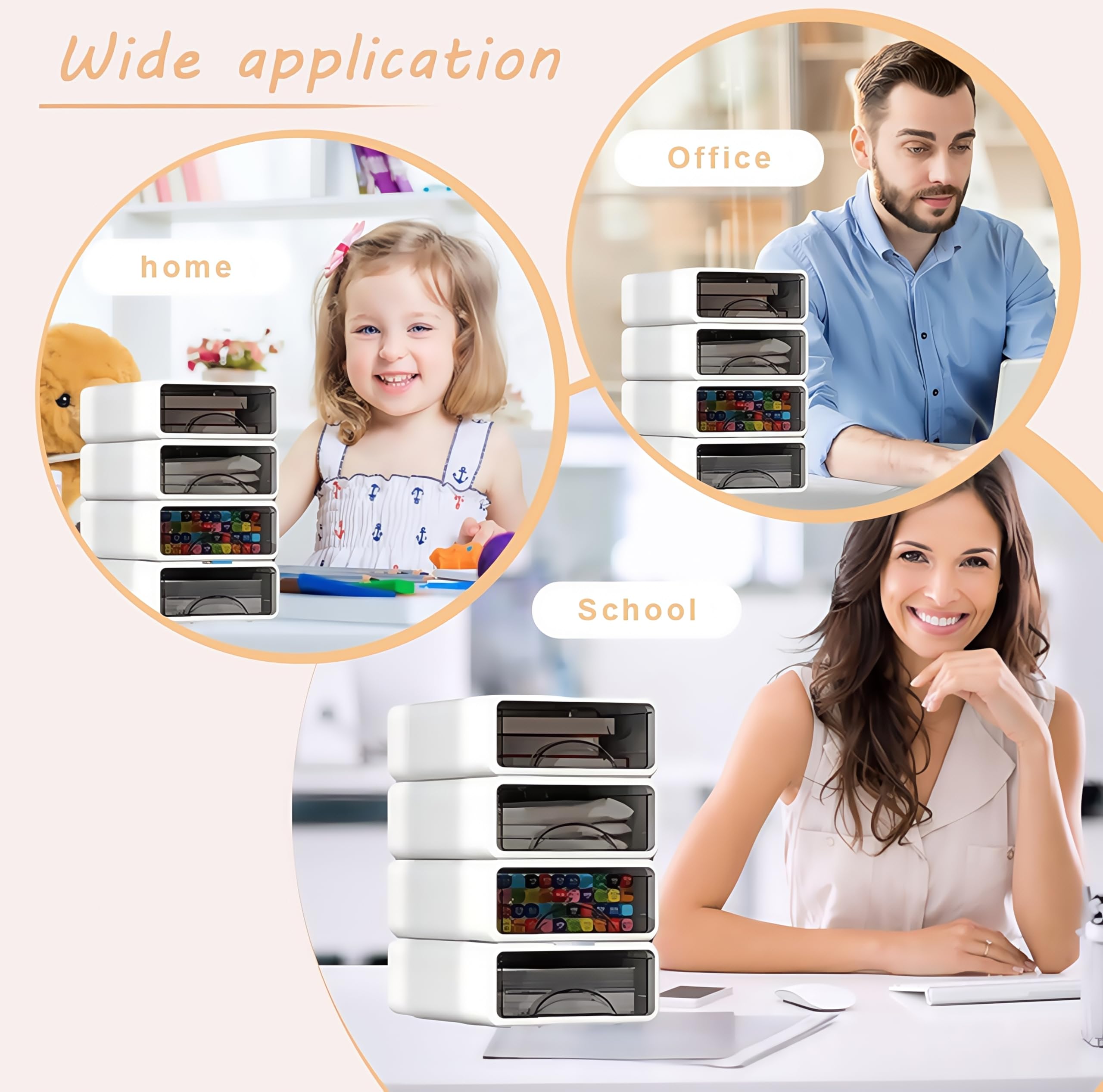 Organizer da scrivania a 5 ripiani, impilabile, bianco, con 5 cassetti, in plastica, per la collezione della casa, il trucco, forniture per ufficio
