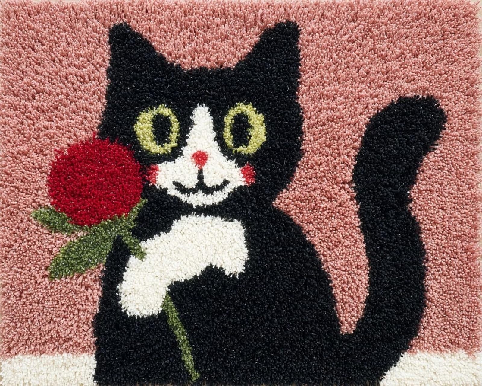 Wallphantom Latch Hook Rug Kits,cat and Flower