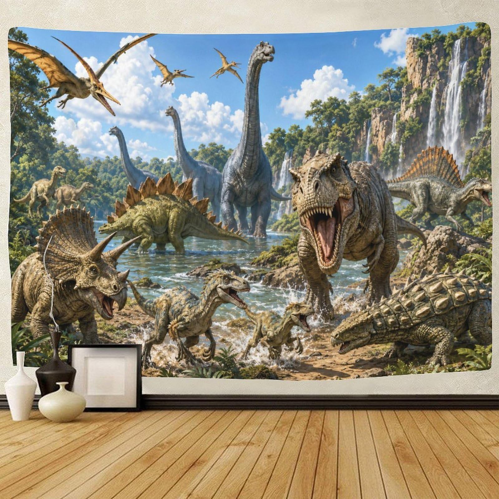 GPMNBCXZK Dinosaur World Tapestry for Bedroom Wall Hanging Decor 3D Print Tapestries Poster Home Decoration Living Room College Dorm 70cmx100cm