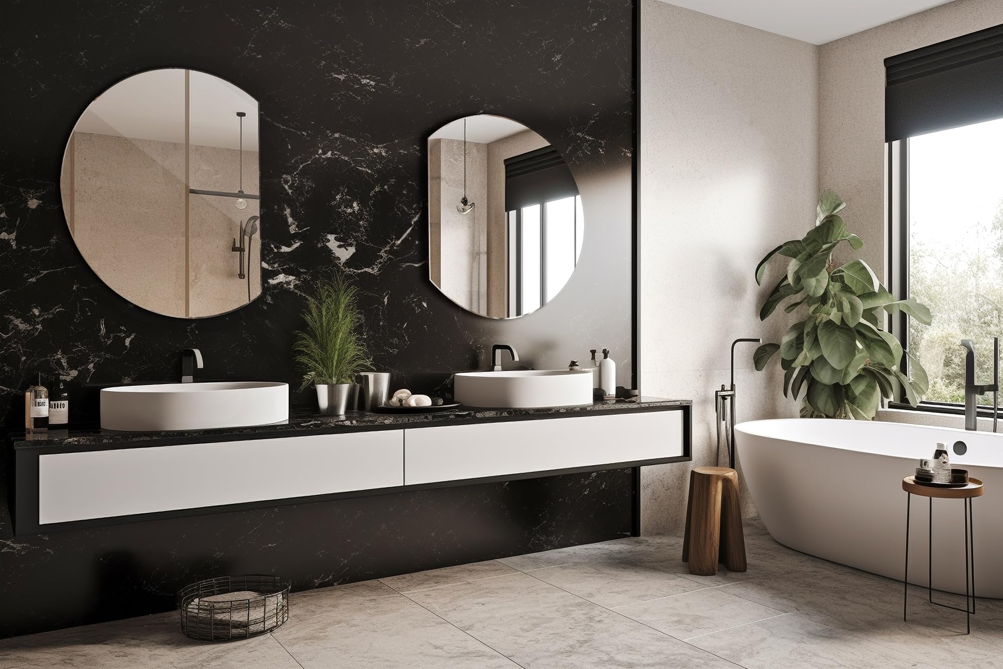 Tulup Grande specchio moderno asimmetrico per lavabo bagno specchio rotondo da parete 100 cm