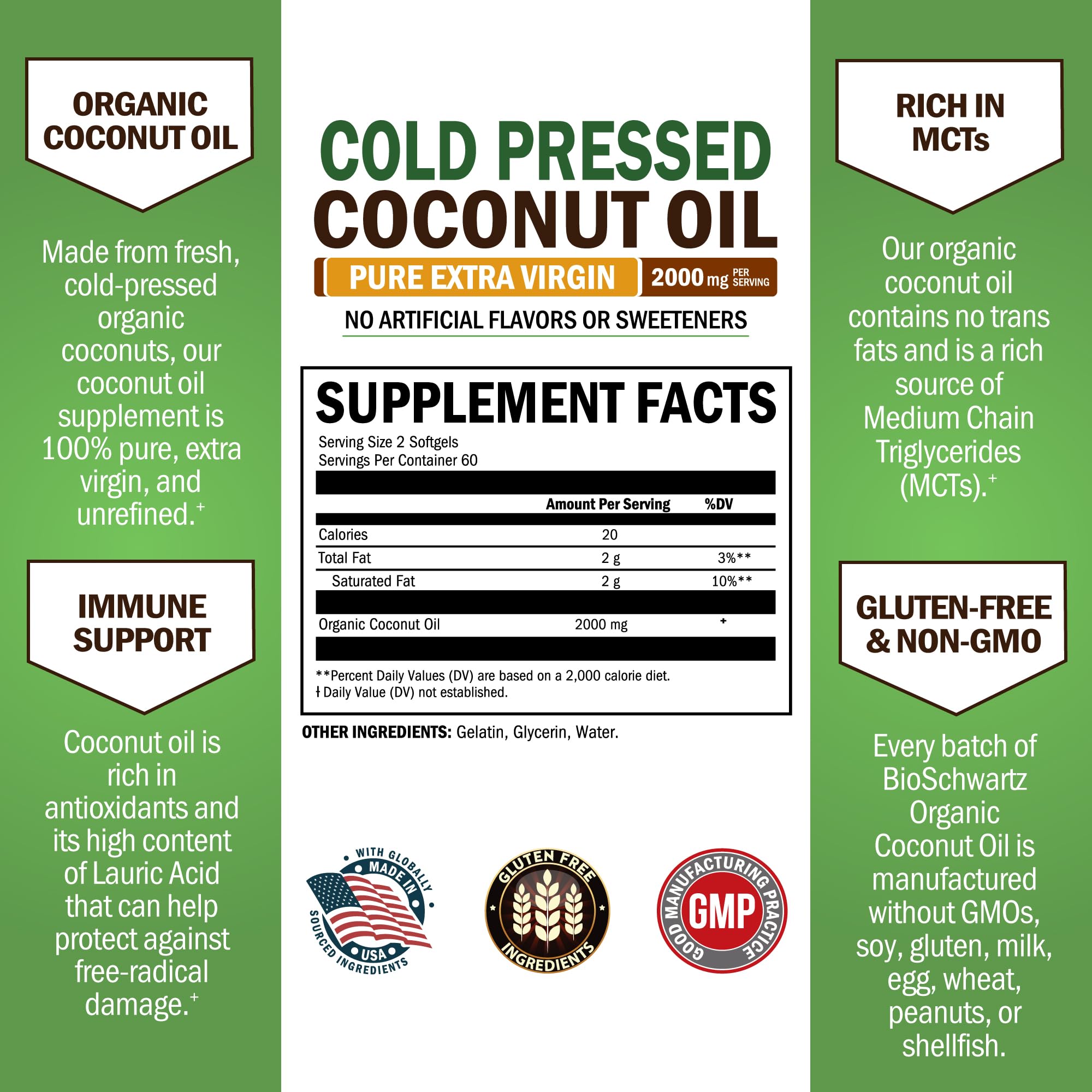 Coconut Oil Capsules 2000mg, 120ct, 2 Month Supply — Amazon image 4