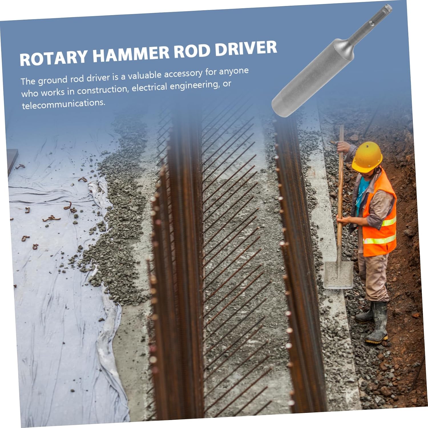 jojofuny Ground Rod Driver for Point Driver Drill Hammer Sturdy Replacement Rod for Hammer Drills