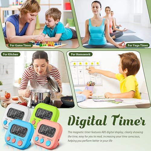 Miniatura 7 de Xuhal Paquete de 28 temporizadores de aula para profesores, temporizador digital magnético para dígitos de aula, cronómetro, temporizador para