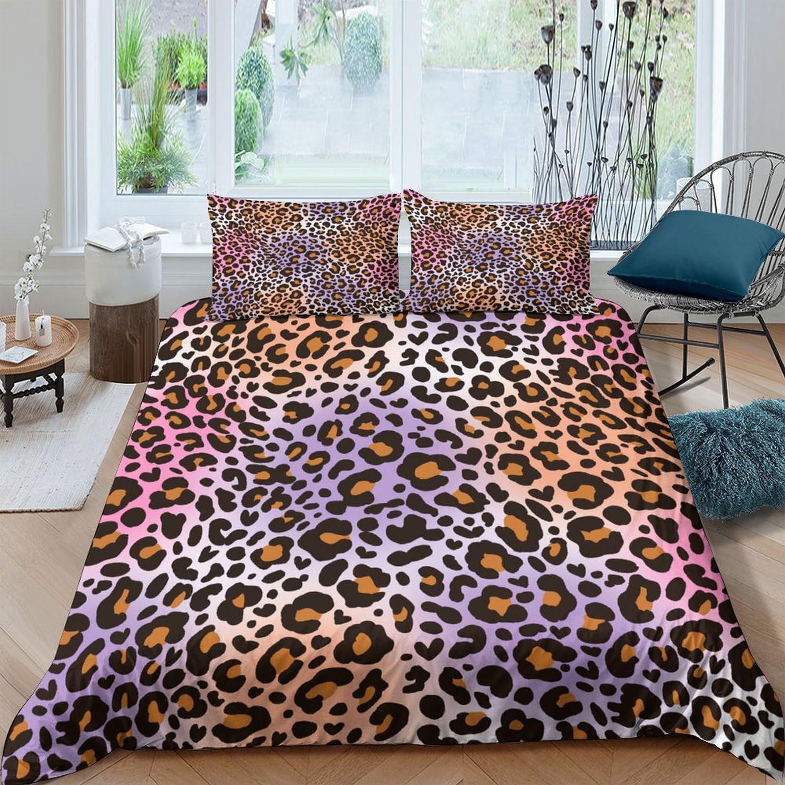 Ctjqhvkz Style-7 3D Printed Leopard Gradient Fitted Sheet Microfiber Soft Slip-Resistant Ombre Animal Mattress Cover For Bedroom Dorm Decor Single（135X200cm）