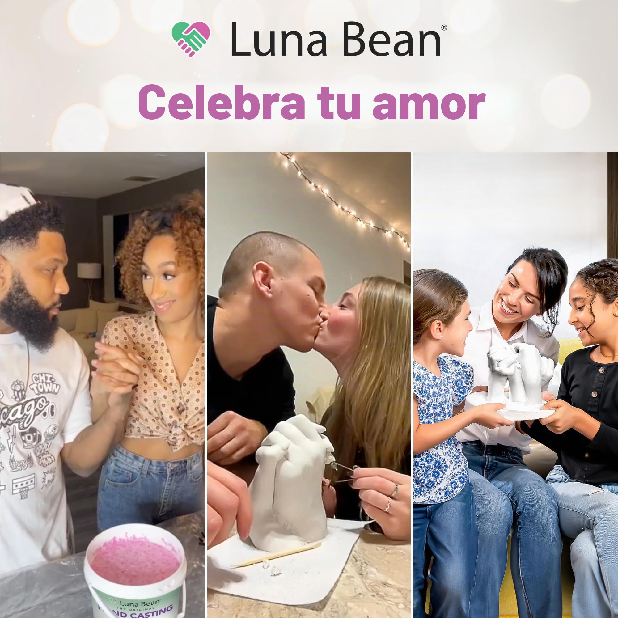 Luna Bean - Kit para crear escultura de manos, kit de modelado de figuras de yeso, manualidades para figuras de manos de parejas, adultos y niños, para regalo de bodas, amigos, aniversarios, etc.