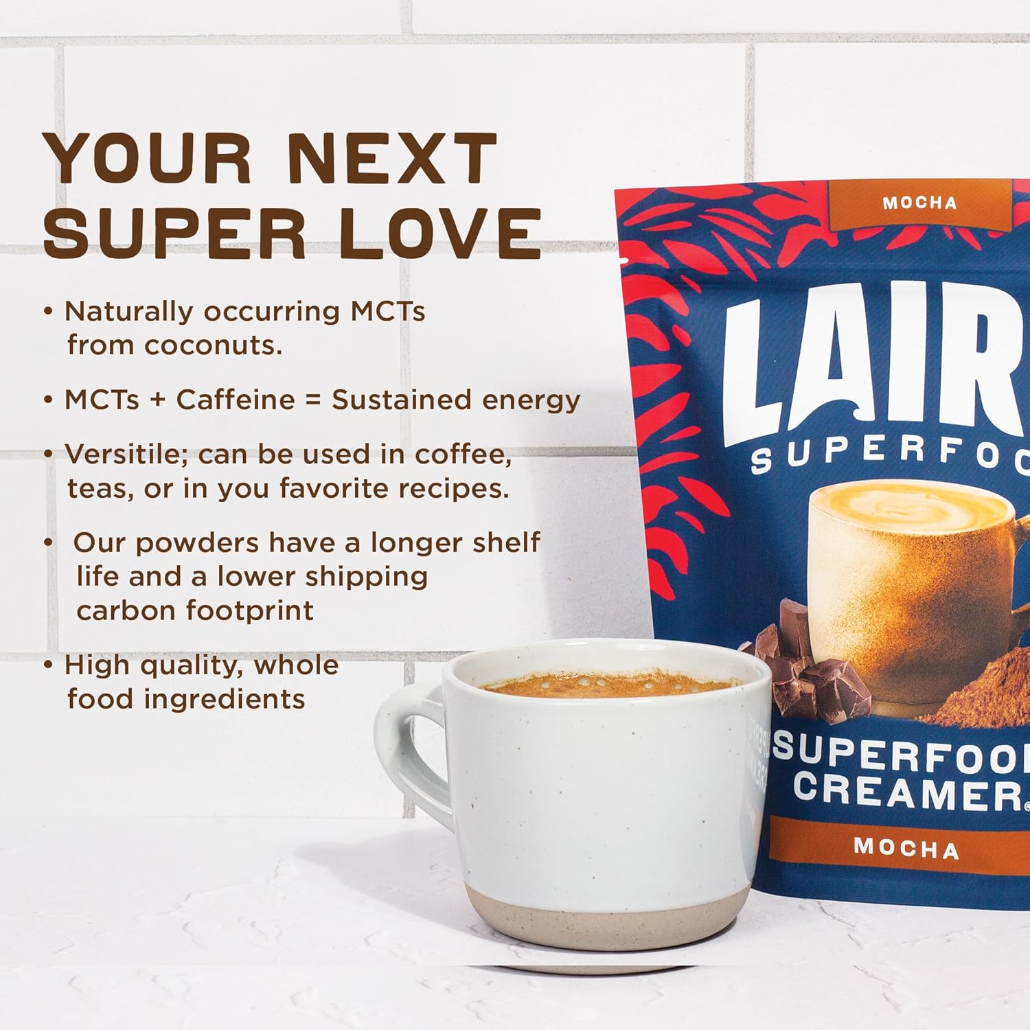 Laird Superfood NonDairy Coffee Creamer Mocha, ShelfStable Superfood