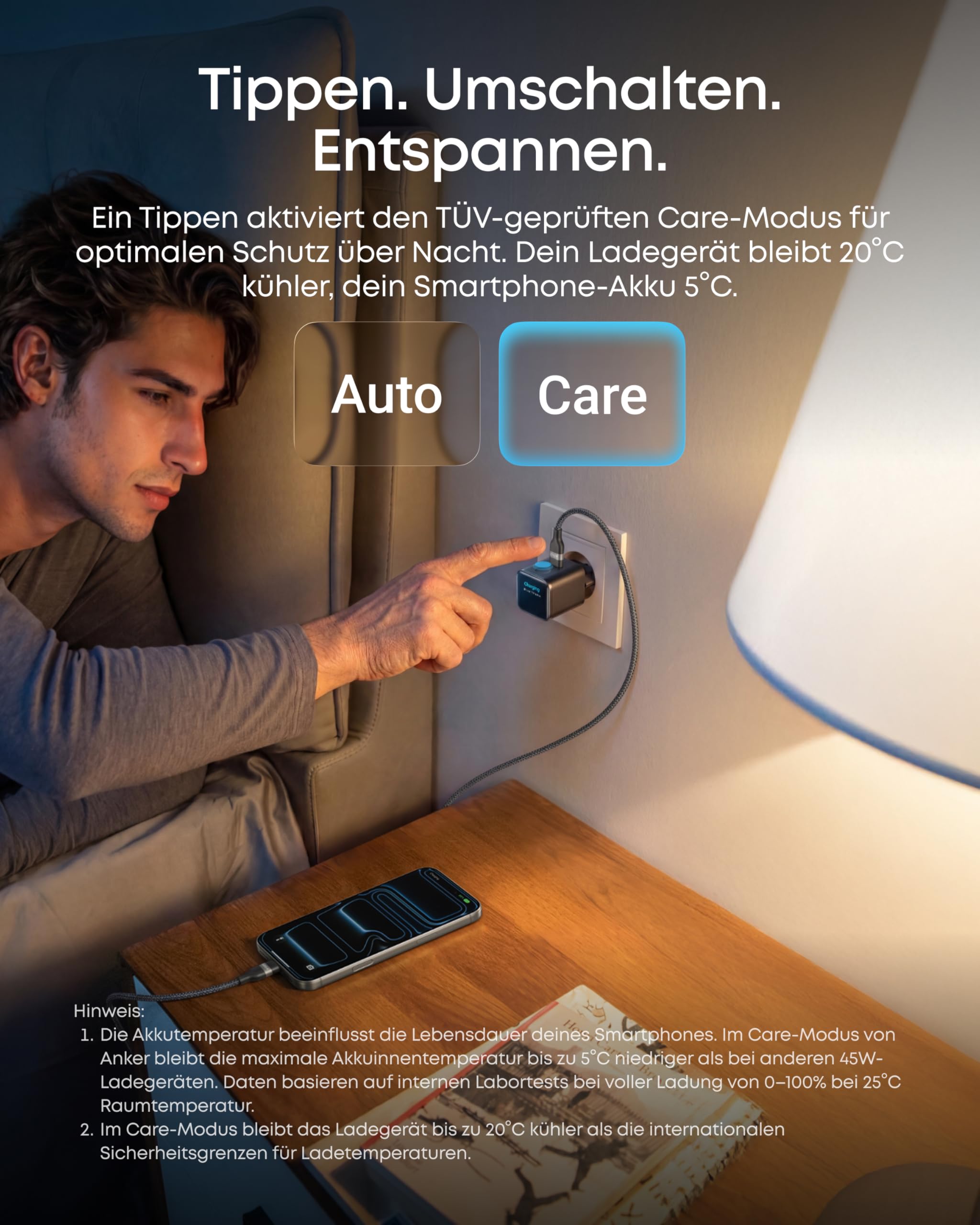 Anker Smart Ladegerät Nano 45W USB C GaN Schnellladegerät mit Display und Schonmodus für iPhone 17/16/15 iPad MacBook