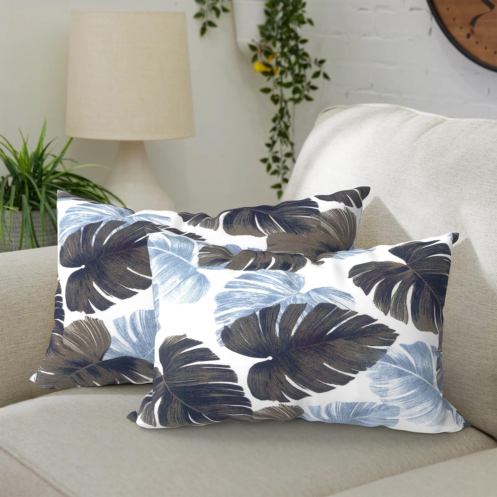 DYTXIII Pack of 2 Outdoor Waterproof Lumbar Pillow Covers ONLY 12x20 Rectangle Decorative Double Printed Pillow Cases for