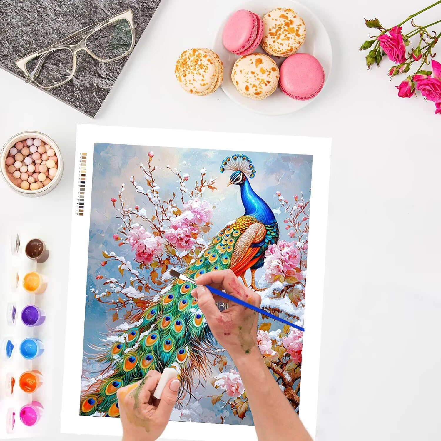 WEISHIWE Dipingere con i Numeri Adulti Pavone in inverno, 80x100cm s-152 | Pittura a Olio Kit, fai da te Quadri da Dipingere Numerat, Adulti Bambini Hobby Creativi,Pittura Adulti Decora la Casa Regalo