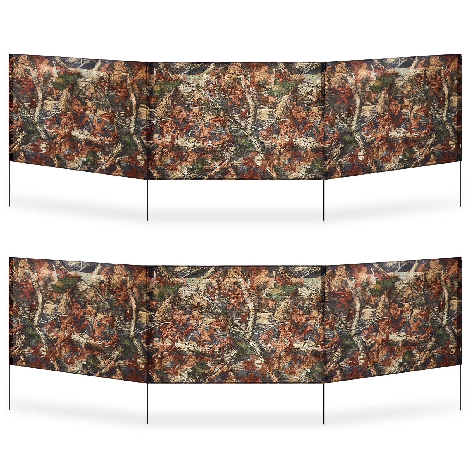 SmoothNovelty 2 Pcs Portable Ground Blinds for Deer Hunting Blind Camouflage 118 Inches x 27.6 Inches 3 Panel Blind with 4 Stakes for Easy Set up for Duck Turkey Hunting Spring Outdoor Shooting