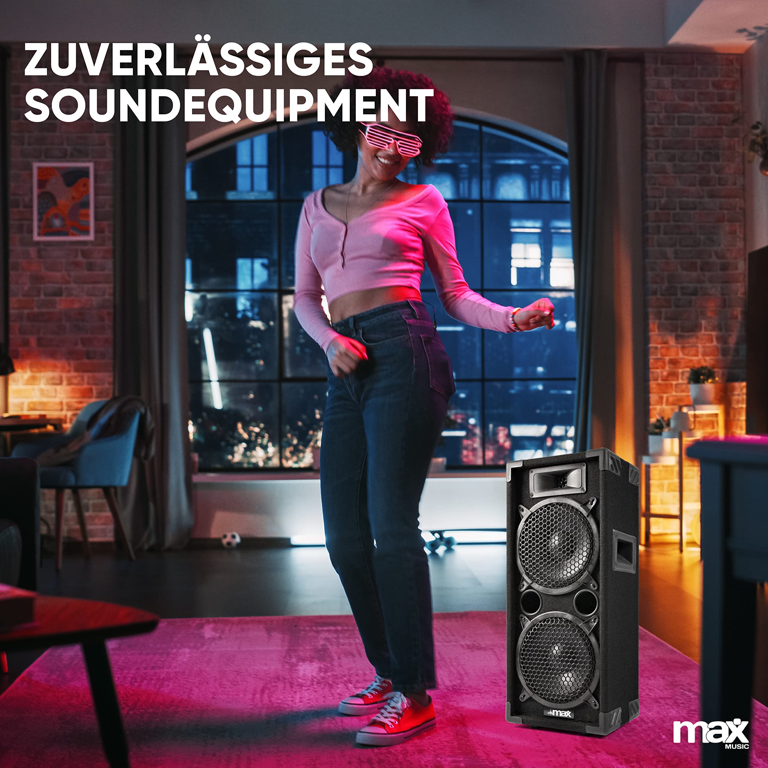 MAX28 - DJ Anfänger Set - DJ Boxen Set, inklusive Verstärker, 1000 Watt Endstufe, MAX28 Bundle 2 Lautsprecher mit Verstärker, PA Disco Boxen, Disco-Lautsprecher DJ Anlage, Komplett Set