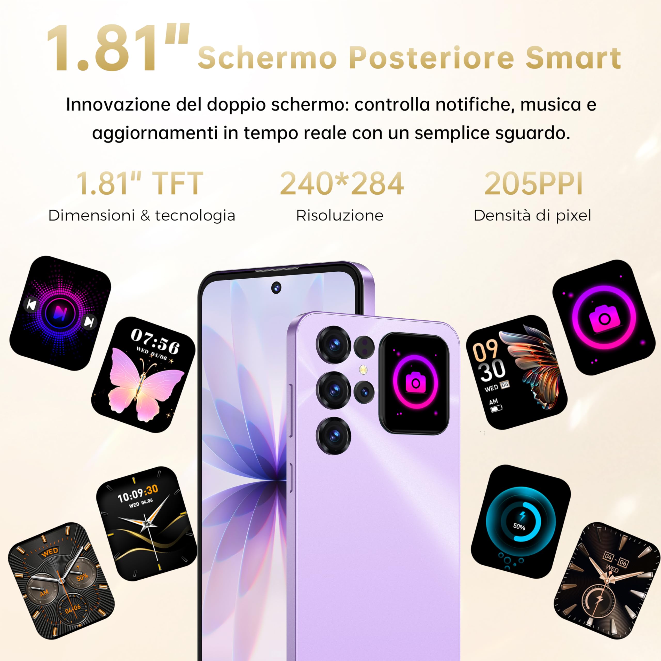 OUKITEL C68 PLUS Smartphone Android - 7.2"HD+ Schermo Grande 120Hz & 1.81" Schermo Posteriore, 24GB RAM+256GB ROM/1TB Telefono Cellulare, 64MP+8MP,6000mAh Cellulari,Dual SIM 4G/Face ID/Fingerprint/NFC