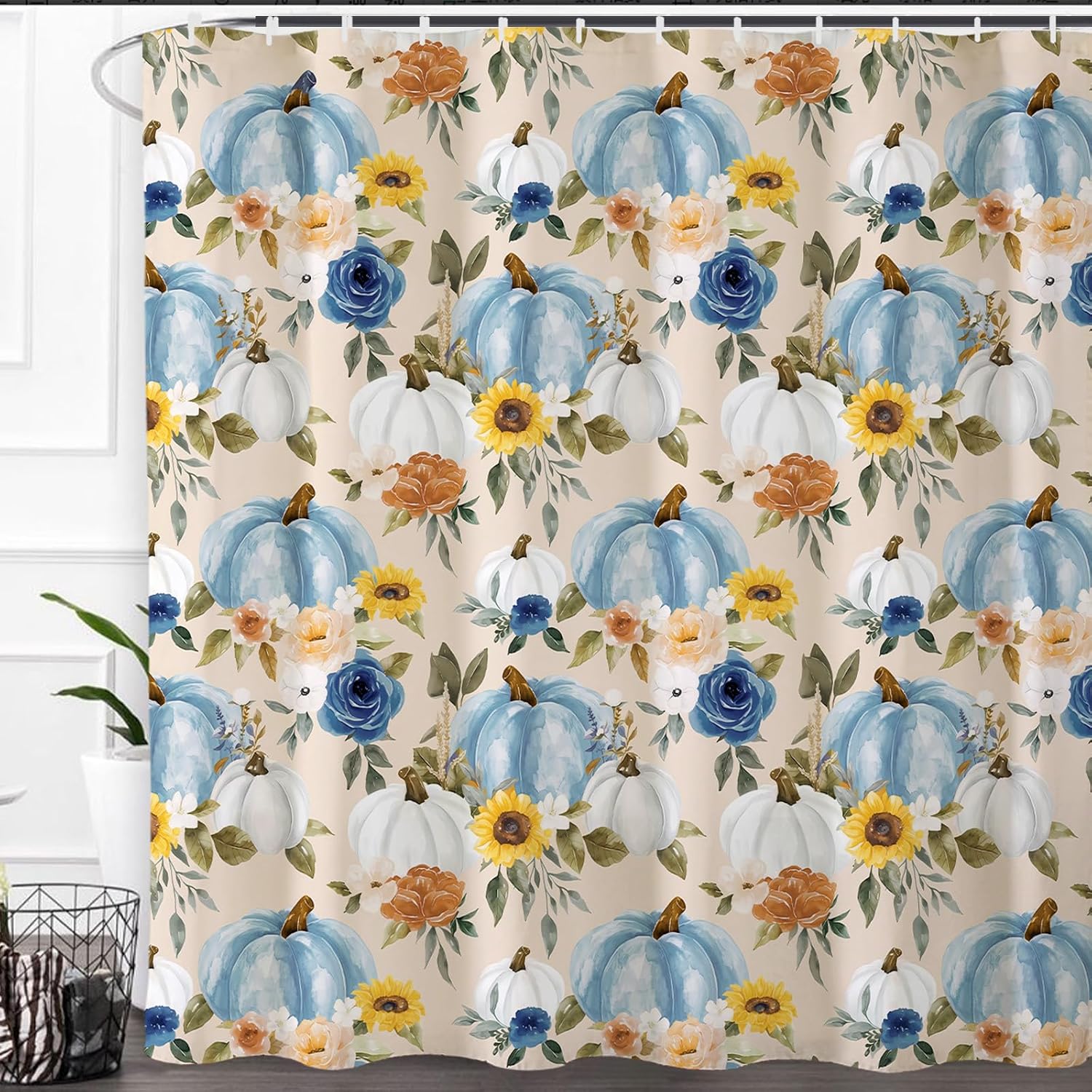 Baccessor Football Pumpkin Fall Shower Curtain 72x72 Inch