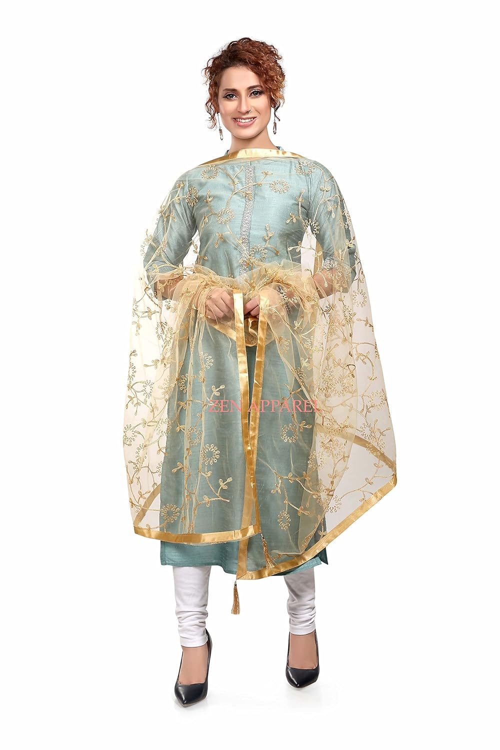 ZEN APPAREL Women’s Embroidered Net Dupatta With Lace Borders (Z-101) ZEN APPAREL Women’s Embroidered Net Dupatta With Lace Borders (Z-101)