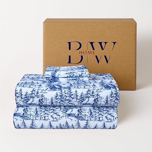 Briarwood Home - Juego de sábanas de franela cepillada estampada, 100% algodón turco, muy suave, cálido y acogedor, bolsillo profundo y