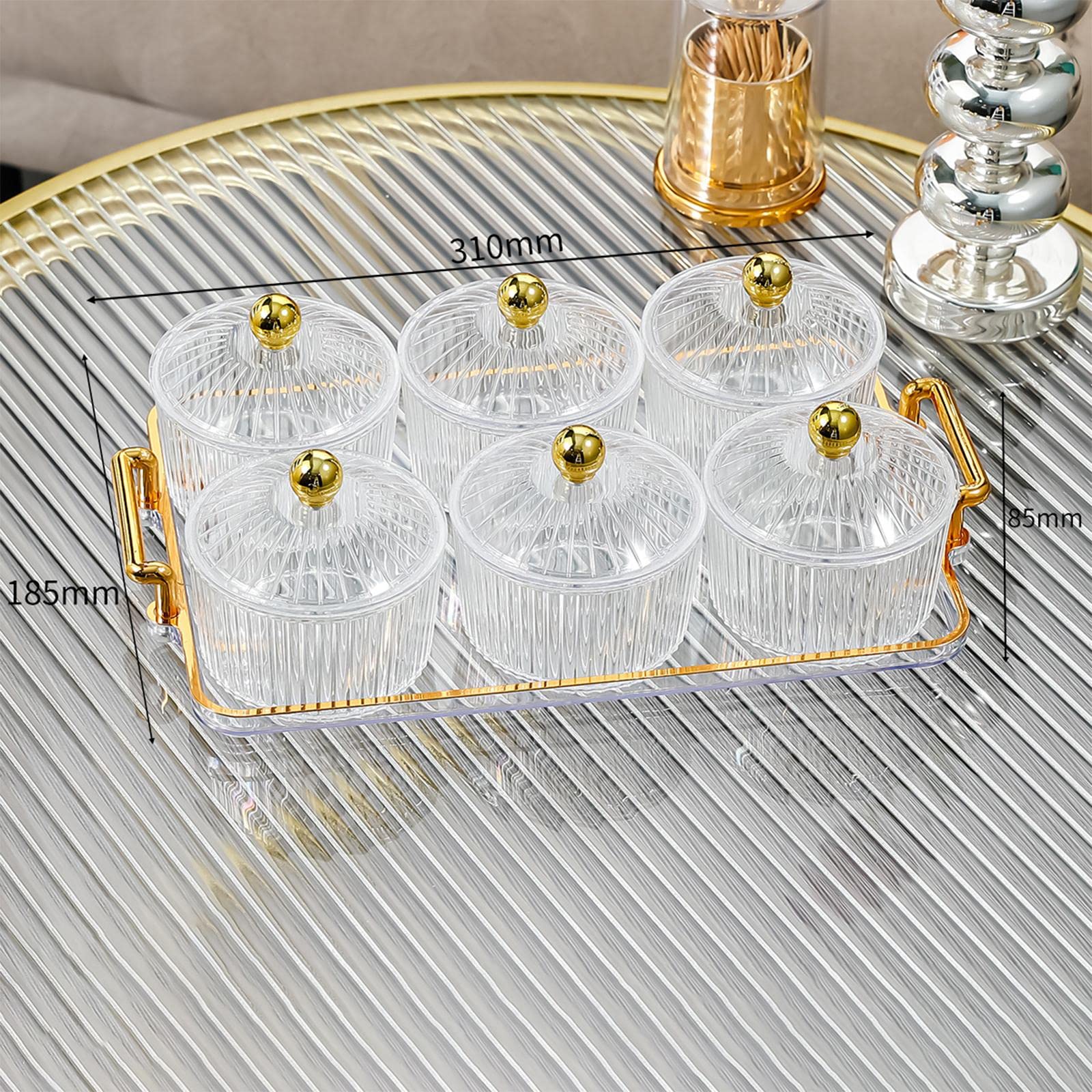 LOVIVER Nordic Caddy Servierplatte, Tablett mit getrockneten Früchten, Dessert-Trennplatte, Servierplatte für Obst-Snacks für Partys, Zuhause, Schließe 6 Schalen ab