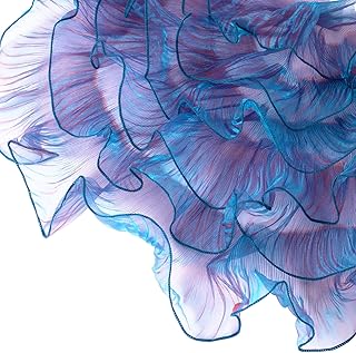 5 Yard Organza Ruffled Fabric, Retro Ruffle Tulle Lace Border, Pleated Chiffon Trim Ribbon for Sewing Clothes Dress Bag Cake Decoration- Gradient Purple Blue