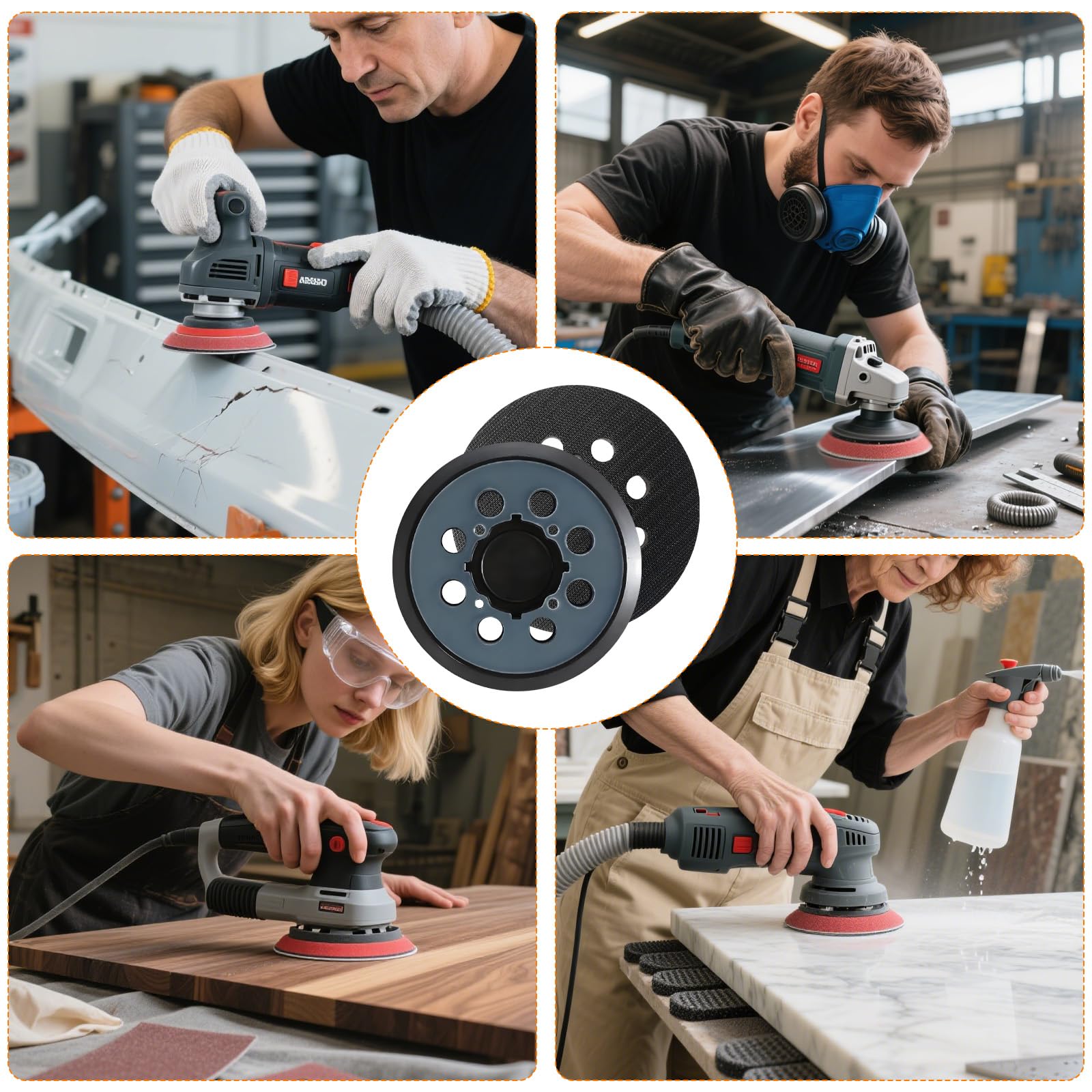 2 sztuki talerzy szlifierskich 125 mm rzep do Dewalt, 4 otwory na śruby, 8 otworów | Talerz szlifierski szlifierka mimośrodowa do DeWalt DWE6421 6421K DWE6423 6423K DCW210B DWE64233 & N329079