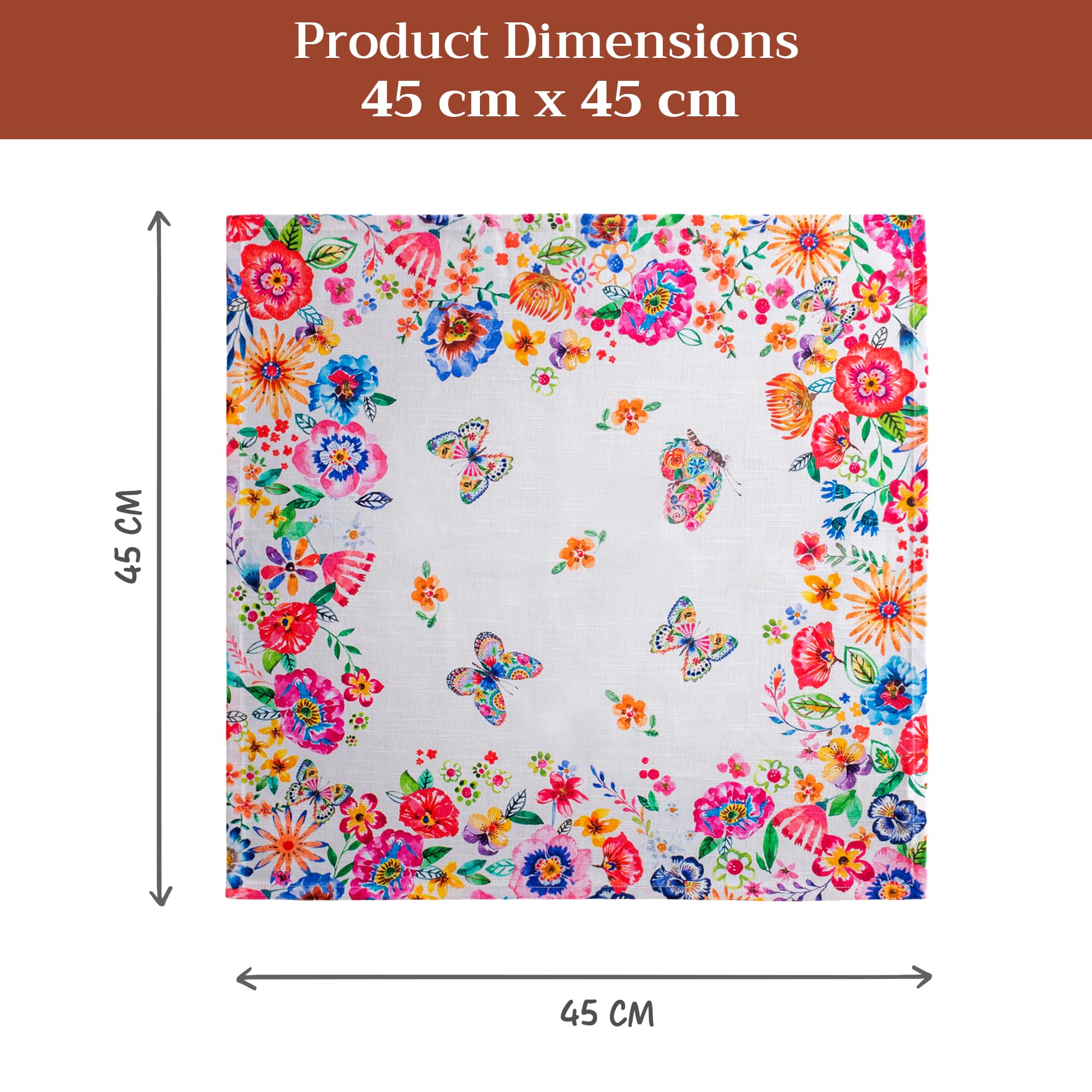 Maison d'Hermine Set di 4 tovaglioli di stoffa, 100% cotone, riutilizzabili, quadrati, lavabili, per cene, feste, matrimoni, ristoranti, Primavera Estate (Happy Florals - High Summer, 45 cm x 45 cm)