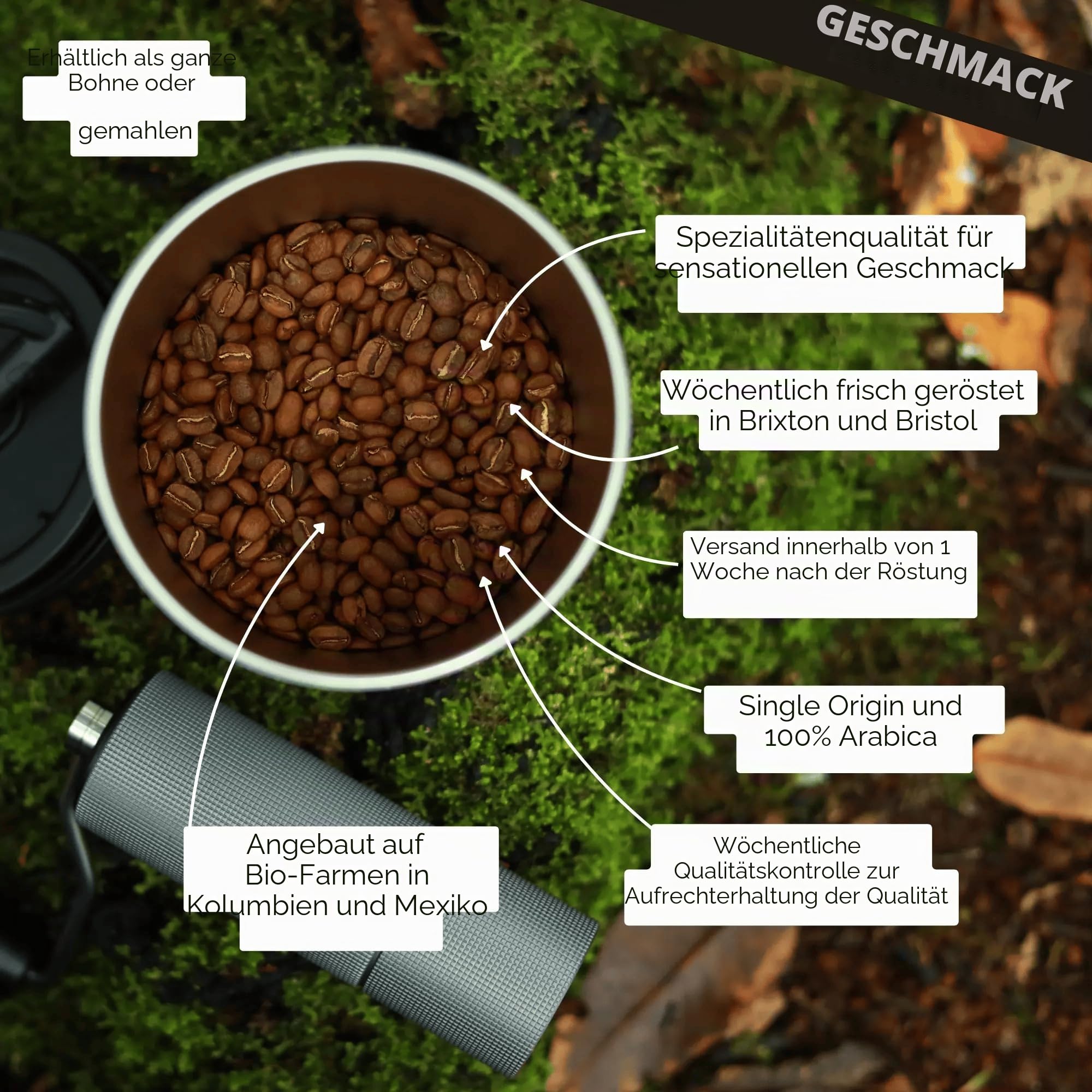EXHALE Bio Kaffee Gemahlen (450g), 100% Arabica, Mykotoxinfrei & Polyphenolreich Für Mokka, Filterkaffee & AeroPress (Dunkle Röstung)