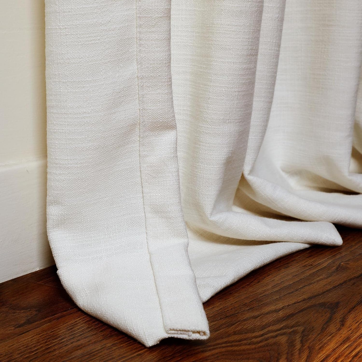 ChadMade Linen Cotton 2 Panels 50 in Width x 108 Inch Length Pinch Pleat Curtains Room Darkening Draperies Living Room Patio Sliding Door Extra Long Drapes, Cream Beige, Cary Collection