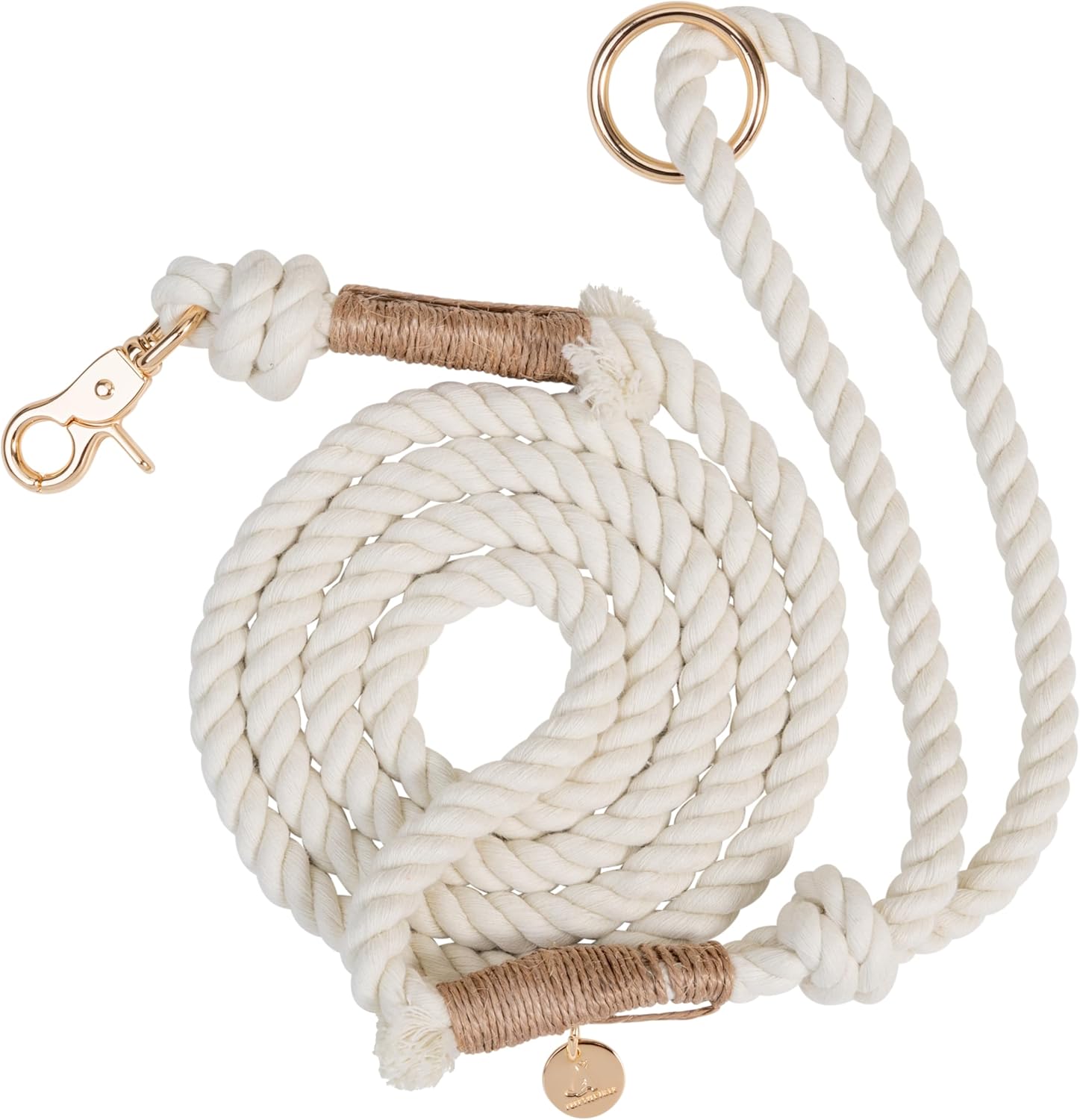 Braided Cotton Rope Leash for Small Dogs –5 ft Lightweight & Durable Leash for Tiny Dogs & Puppies – Comfortable, Stylish with 360° Swivel Clasp for Everyday Walks & Relaxed Adventures – Creamy White
