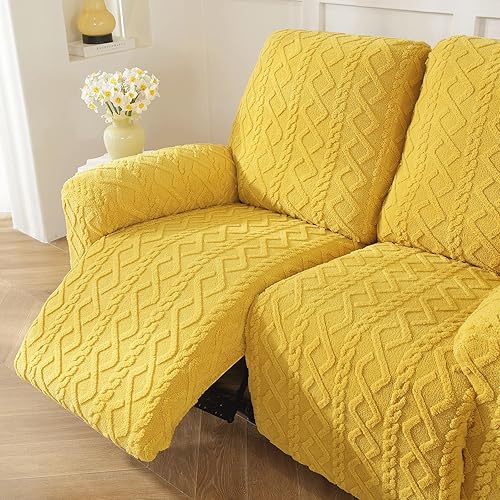 Miniatura 7 de vctops 6 fundas de sofá reclinable de jacquard geométrico, suaves, mullidas, esponjosas, antideslizantes, protector de muebles con parte inferior
