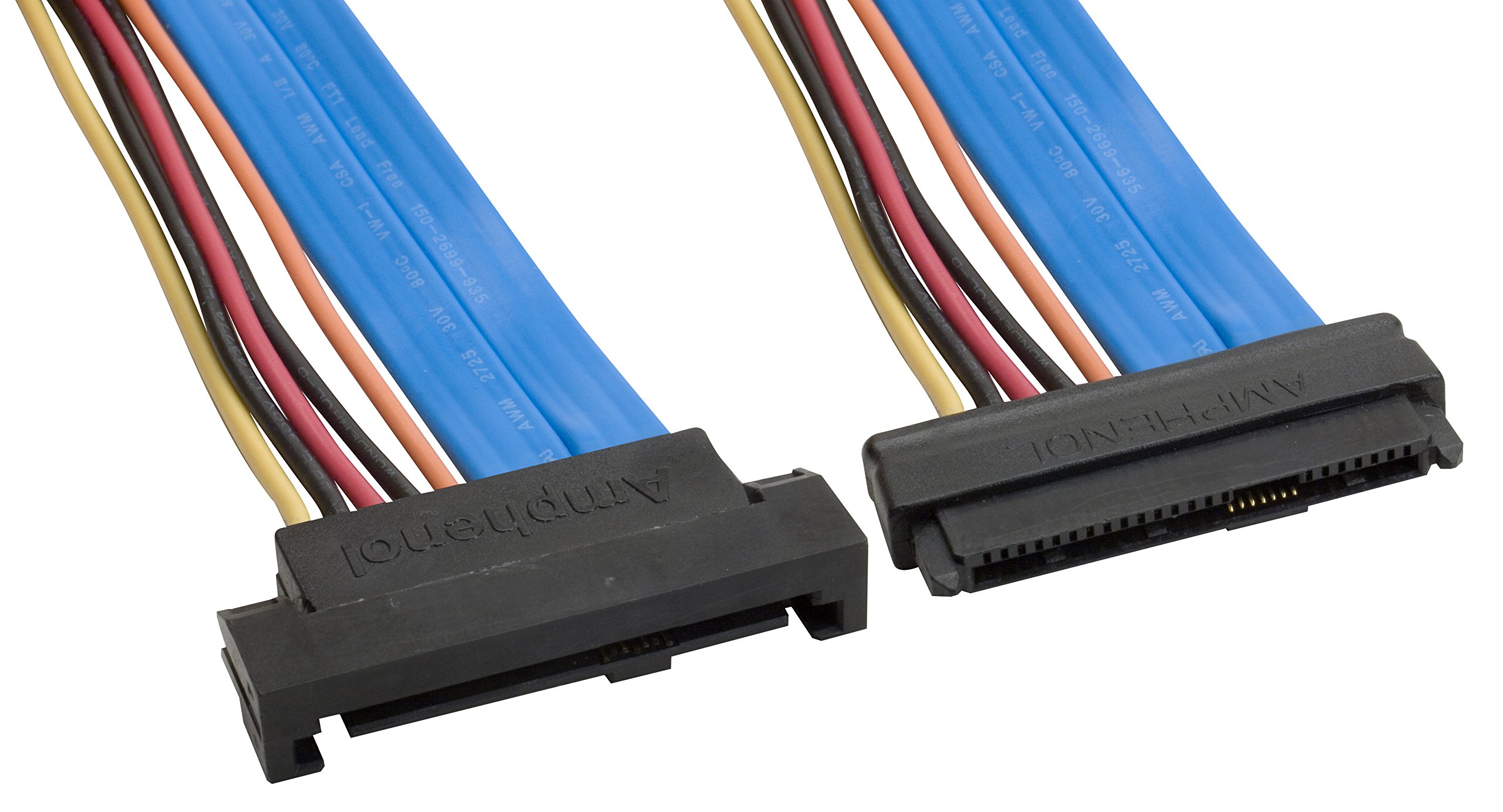 AmphenolCS-SASSASEXT2-000.5 Internal SAS to SAS Extender Cable, SFF-8482 Male/Female, 0.5 m, 1.6', Blue