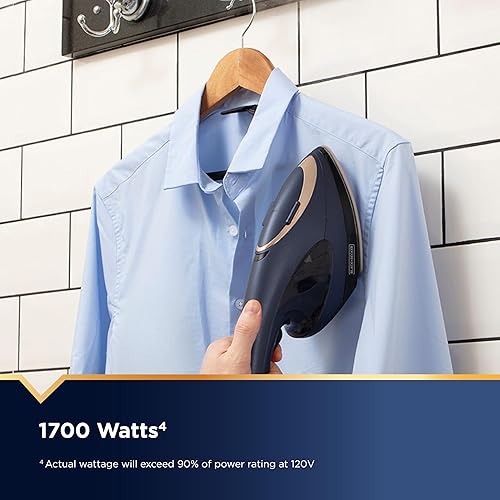 Miniatura 3 de BLACK+DECKER Press & Steam - Plancha y vaporera 2 en 1, 180% más de vapor y tecnología de una temperatura, suela de cerámica, segura en todo tipo de