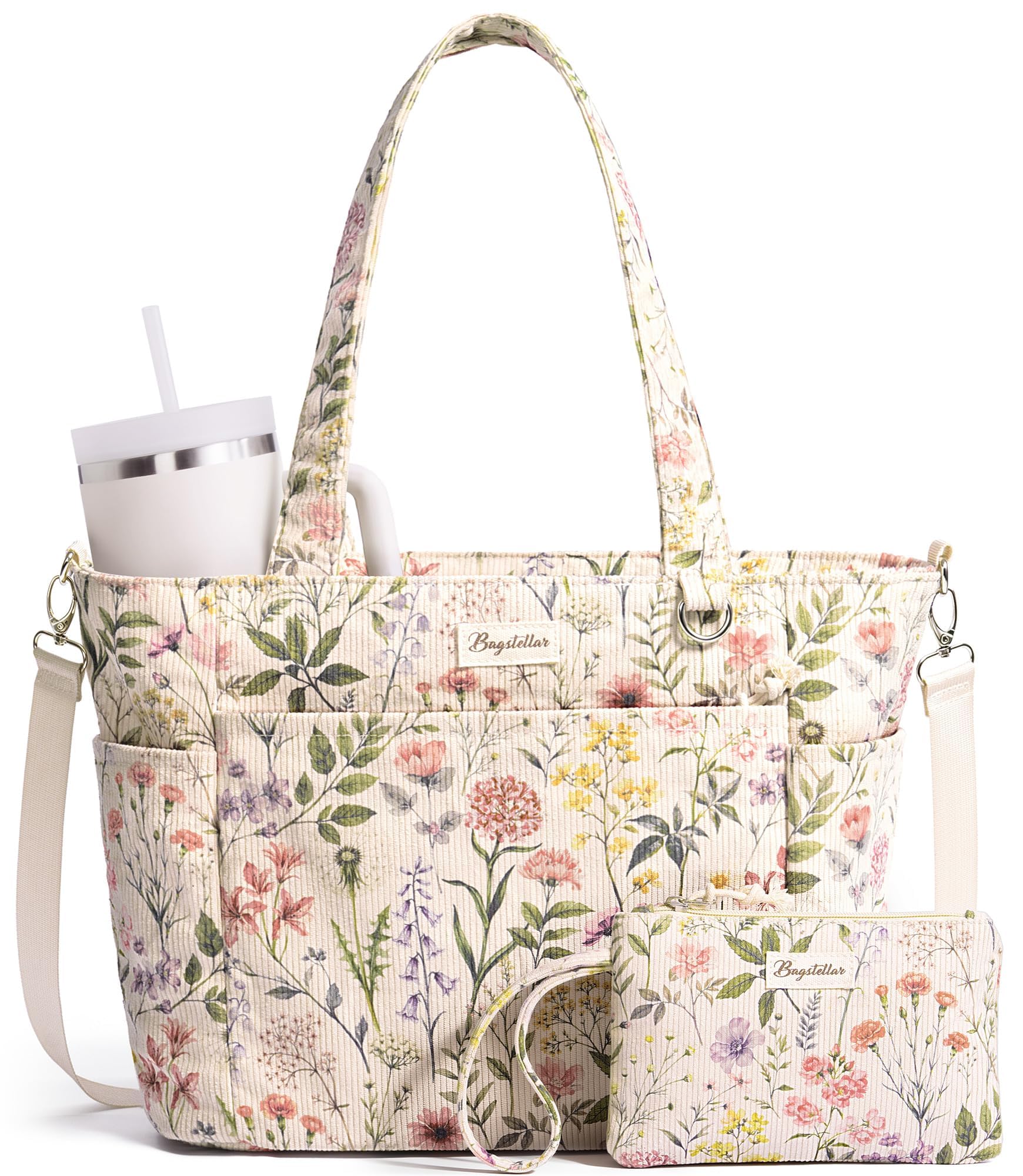 Corduroy Tote Bag for Women Teacher Nurse Work Laptop Tote Purse