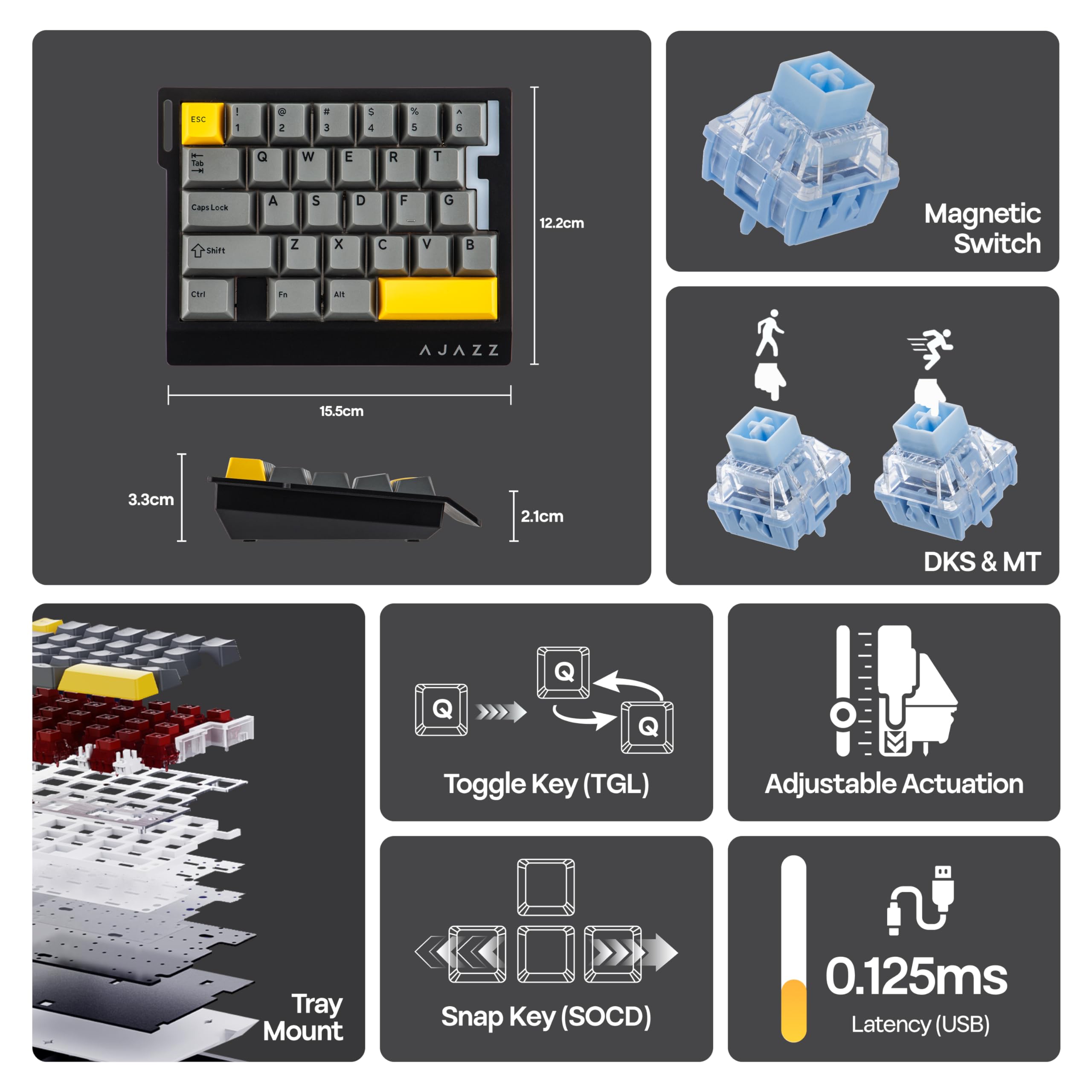 Amazon.com: MechLands AJAZZ AK029 One Handed Gaming Keyboard, 8Khz