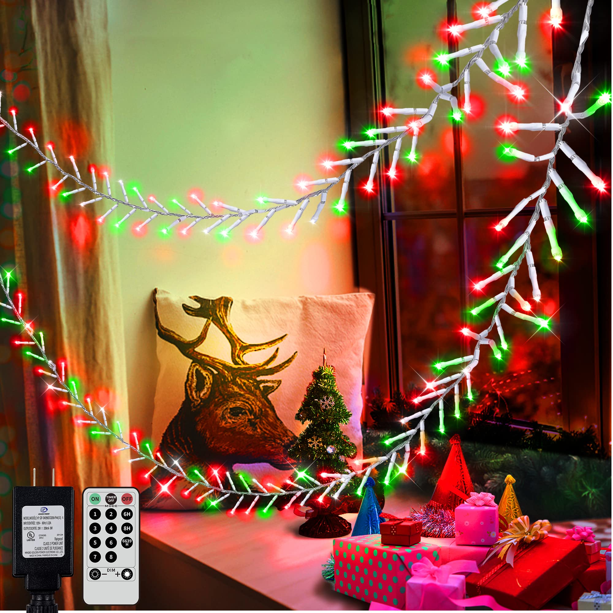 Heceltt 98ft Christmas Lights 1000Led, Plug in Fairy Lights with 8