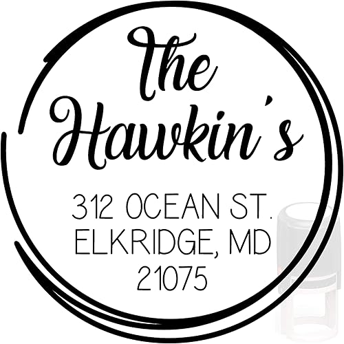 Miniatura 1 de Sello de dirección personalizado redondo moderno con monograma autoentintado, sello de dirección personalizado con más de 10 diseños (ronda 7)