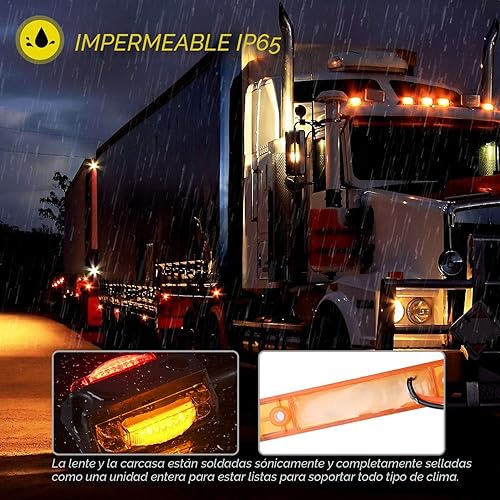 Miniatura 5 de Nilight 2 luces LED para guardabarros de remolque, luces de marcador de liquidación para remolque, luces delanteras ámbar y traseras rojas para