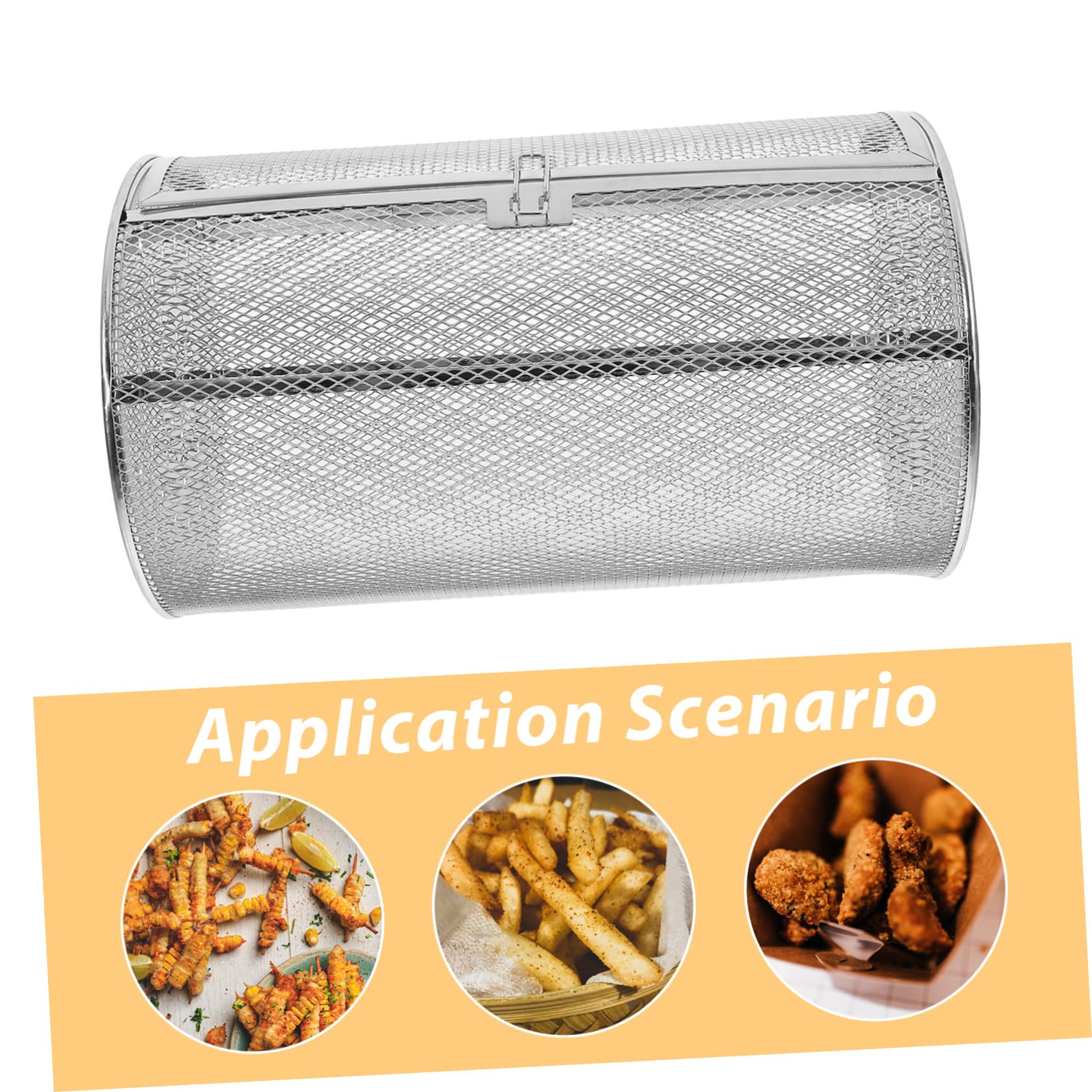 Griglia rotante in acciaio inox per arrostire noci, carne, verdure e kebab – versatile griglia con porta per forno e friggitrice ad aria