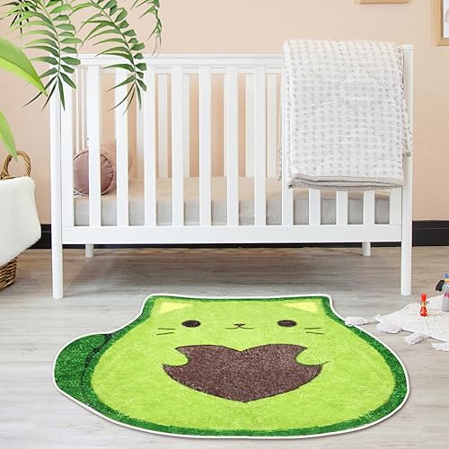 Miniatura 2 de Alfombra de baño para gatos, antideslizante, absorbente, bonita alfombra de baño para baño, dormitorio (26 x 26 pulgadas, alfombra de gato verde)