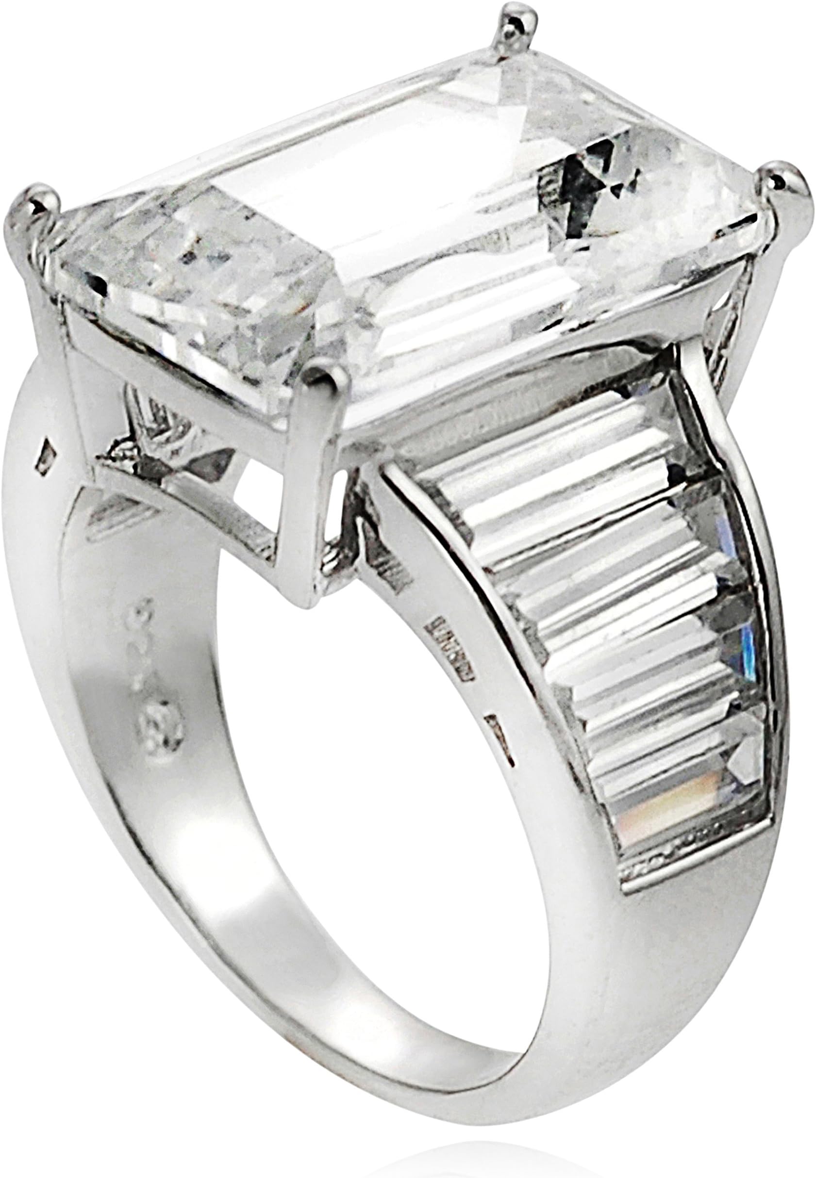 Alexandria Sterling Silver Cubic Zirconia Celebrity Inspired Bridal Ring Sizes 5-9