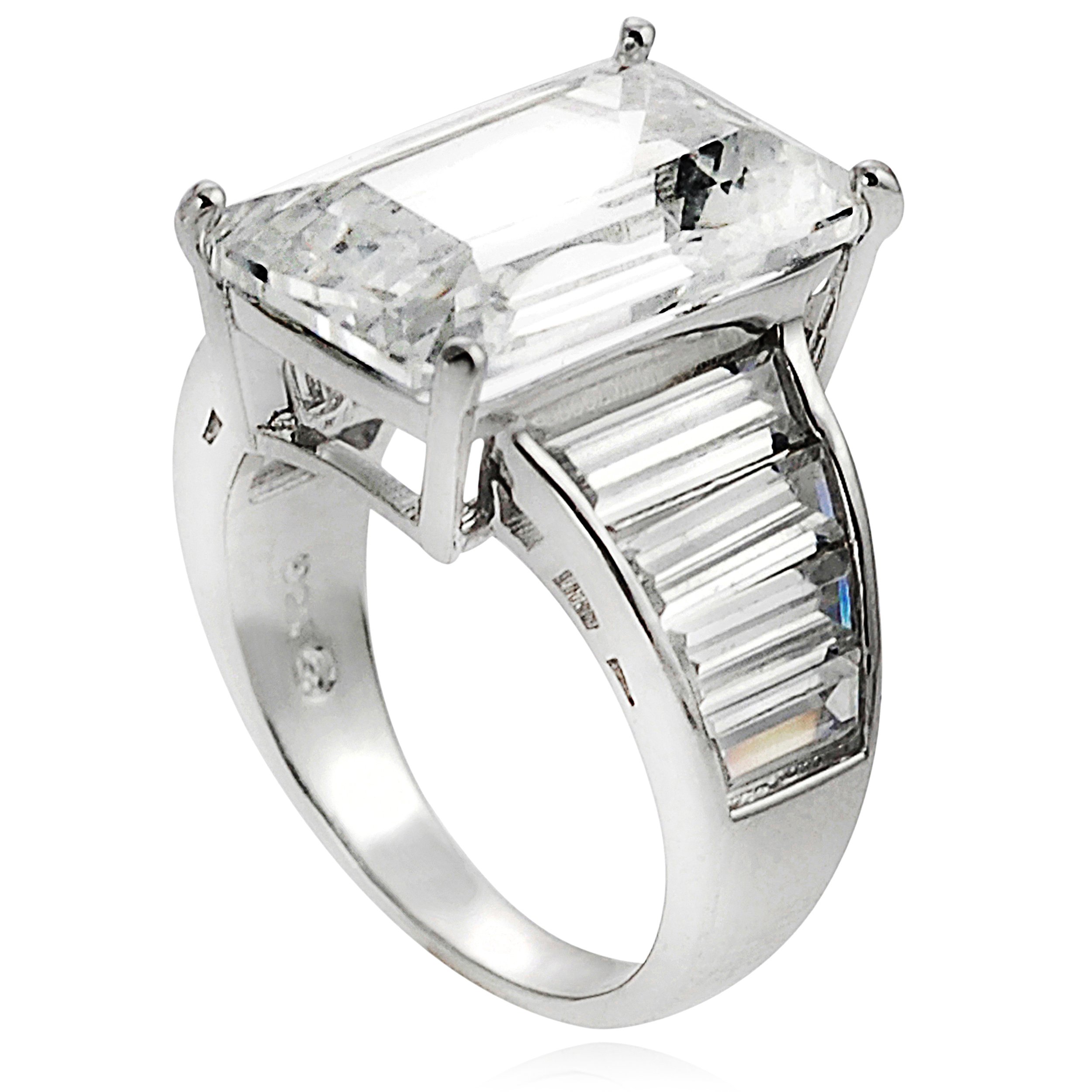 Alexandria Sterling Silver Cubic Zirconia Celebrity Inspired Bridal Ring Sizes 5-9
