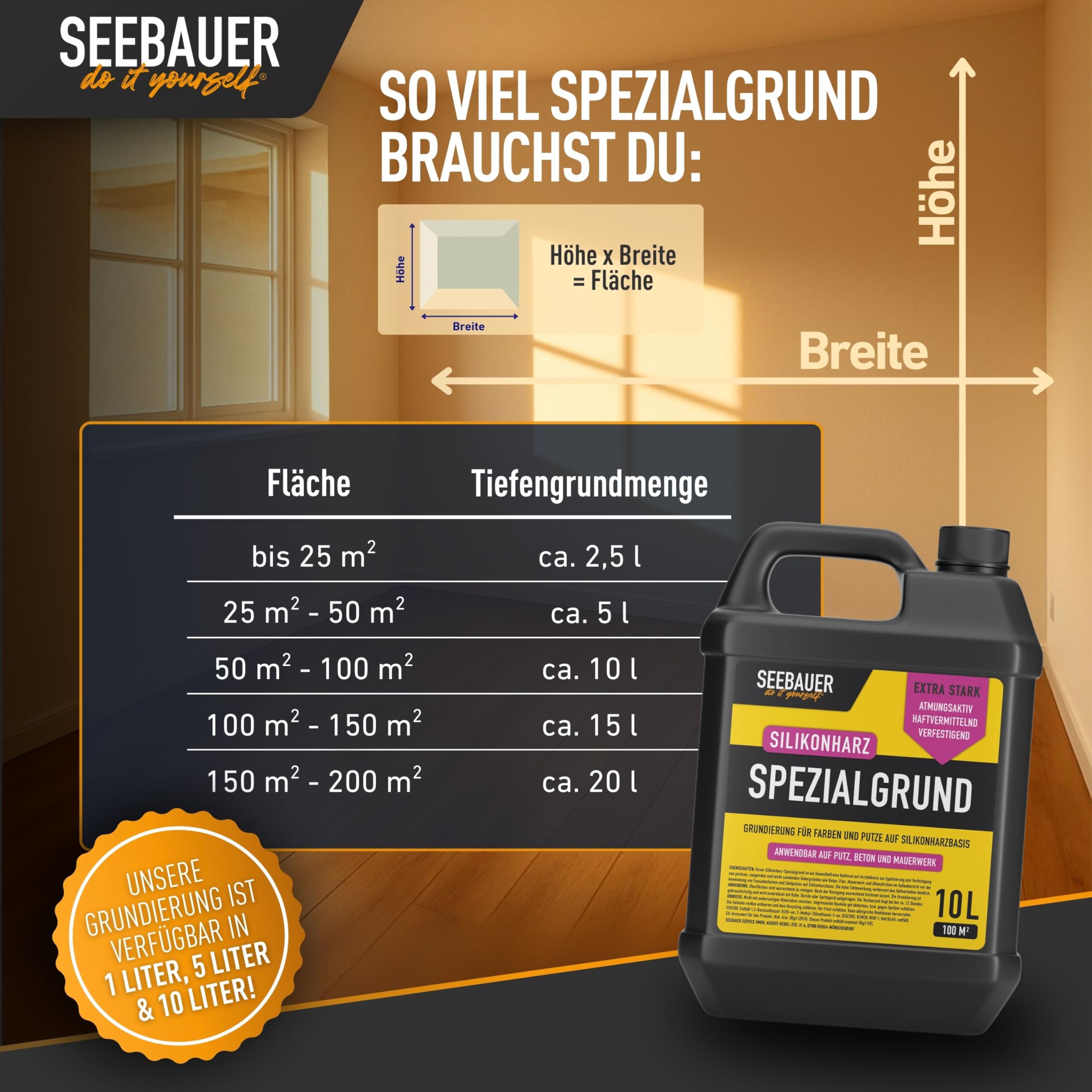 Silikonharz-Spezialgrund 10L - Grundierung für Fassadenfarben und Putze auf Silikonharzbasis