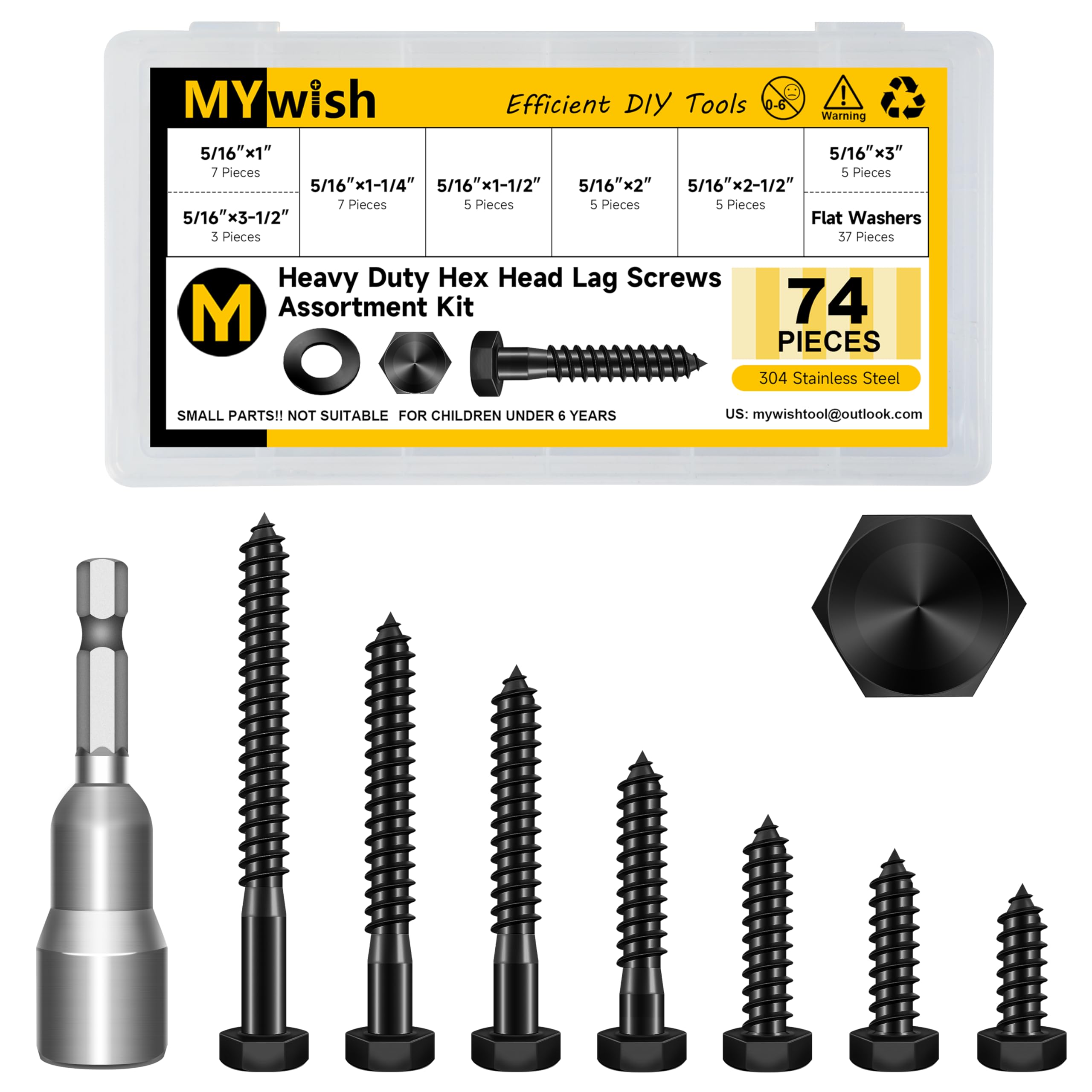 Stainless Steel Lag Screws - 20 Sets, Heavy Duty -15