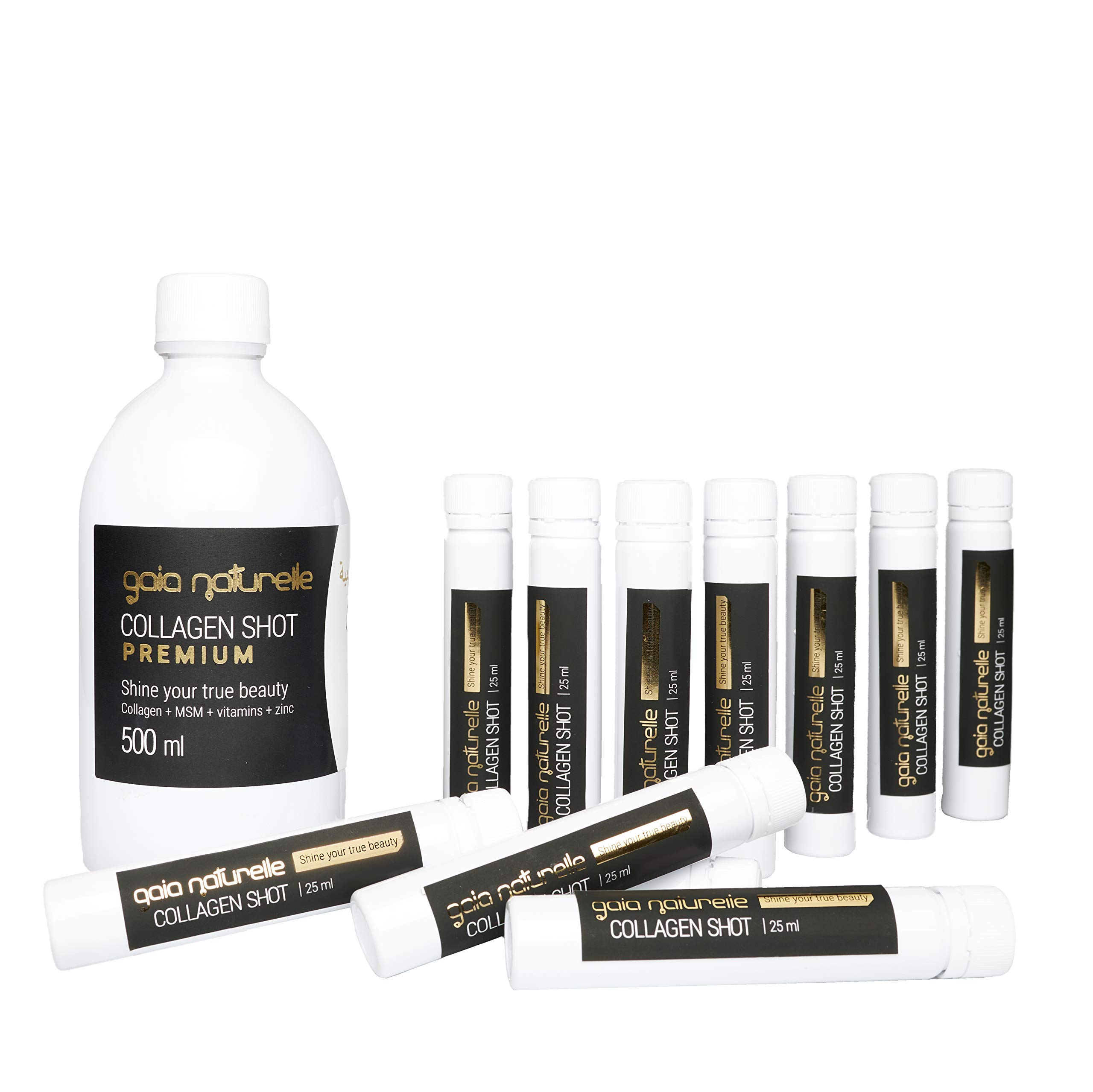 COLLAGEN Shot Premium – 30 days plan | Water-based collagen (5000mg) drink with MSM | Hyaluronic acid | Vitamin C | Vitamin E | Vitamin B6 | Biotin and Zinc | DHA Approved | Made in EU