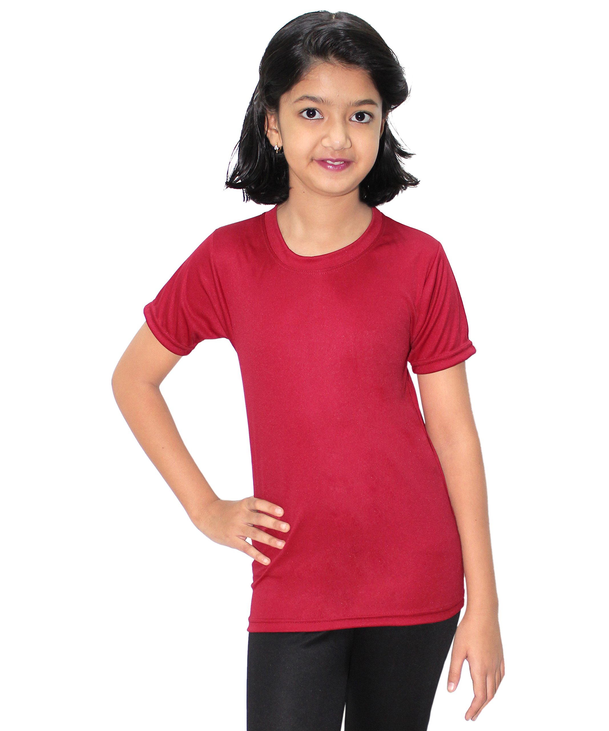 Goodluck Girl's Swimming T-Shirt and Pant (24, Maroon) 2