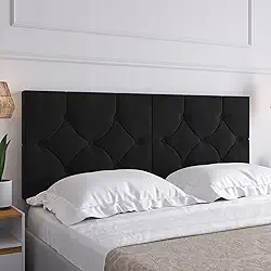 Cabeceira Estofada Luxo Casal Cama Classic 1.60 Queen (Preto)