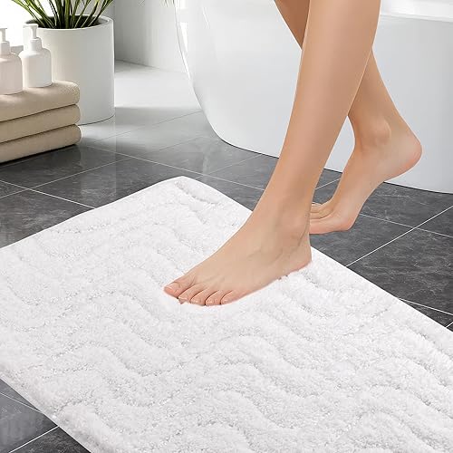 Miniatura 22 de Juego de 3 alfombras de baño suaves y absorbentes, peludas, suaves, antideslizantes, para ducha, bañera, lavable a máquina