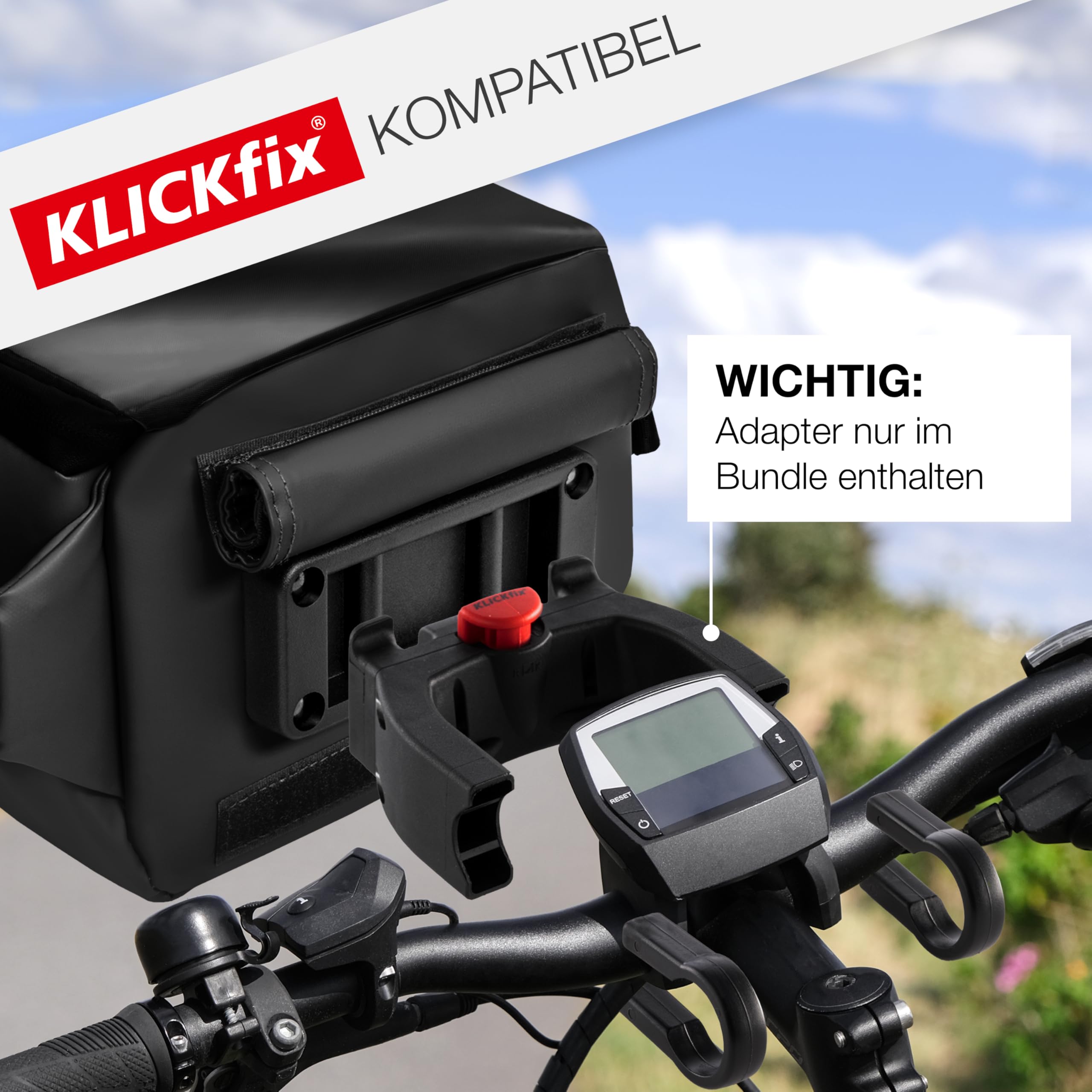 Valkental® x KLICKfix® - 3in1 Fahrradtasche Lenker | Vollreflektierend & Wasserfest - Geeignet als Lenkertasche & Bauchtasche | 4L Volumen | KLICKfix Fahrradtasche | Lenkertasche Ebike