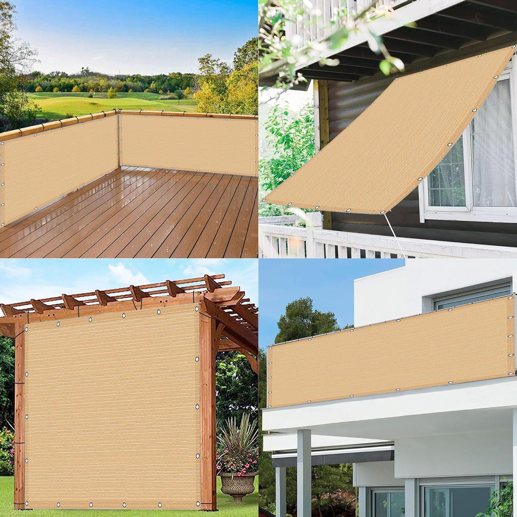 Żagiel Kwadratowy 330 x 400 cm Odporny Rozdarcie Hdpe, Oddychający, Właściwości Izolacyjne I Chłodzące, Żagiel Zacieniający Ogrodu Z Darmową Liną Do Ogrodu, Pergoli, Piaskowy żółty