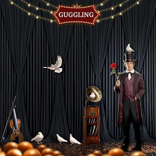 Miniatura 3 de Cortina tipo telón de fondo negro de 10 x 7 pies para fiestas, sin arrugas, paneles de telón de fondo para fiesta de cumpleaños, boda, fotografía,