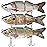 TRUSCEND Easy Catch Swimmax, Magic Noisy Turbulent Wiggling and Vibrating Actions for More Bites, Segmented Swimbait Jointed by Dyneema Strongest Fiber, Top Water Fishing Lures for Family Fishing