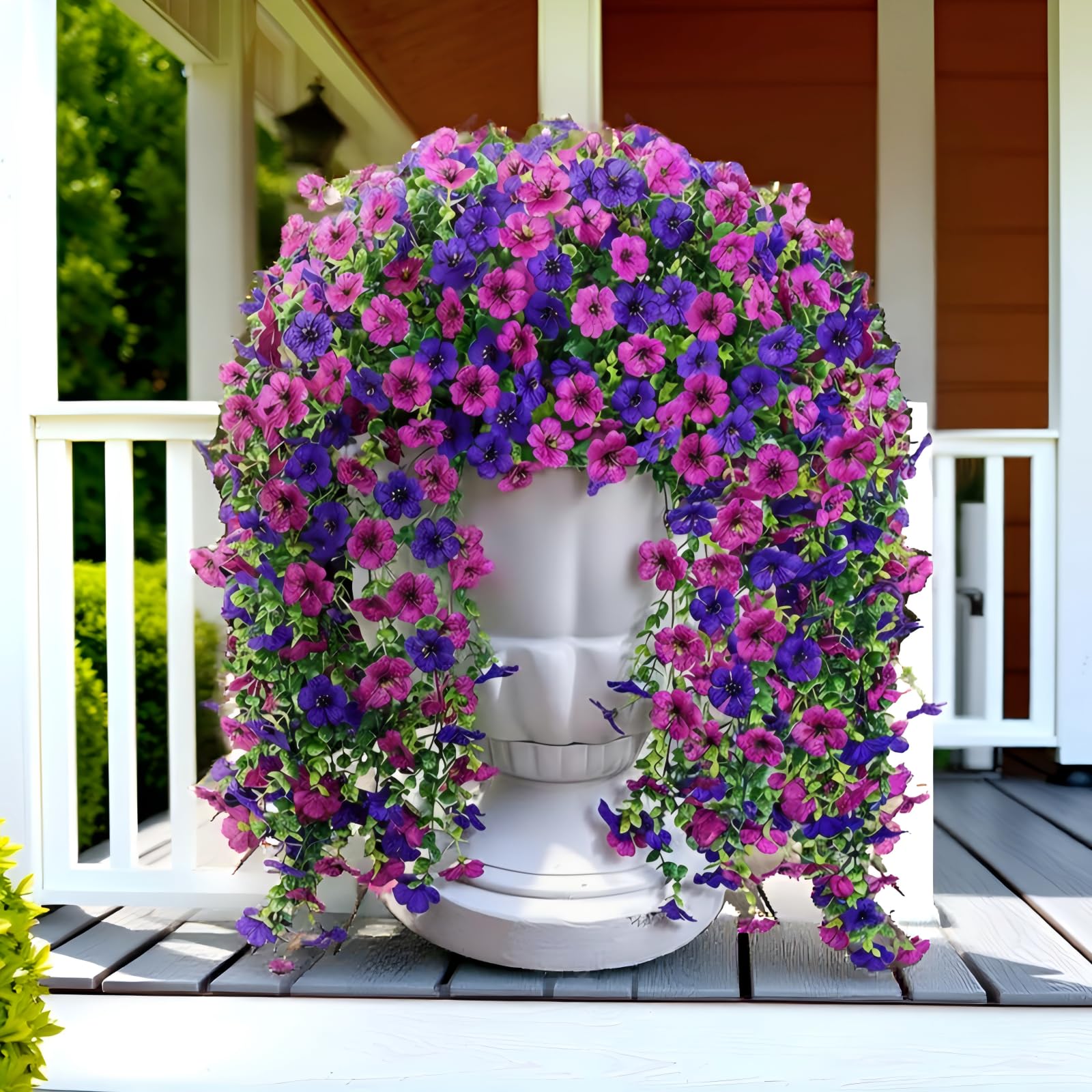 Kalevia Artificial Decor Flowers for Outdoor, 4 Pcs UV Resistant & Look Real, No Fade Faux Plants for Spring Summer Decoration, Outside Home Garden